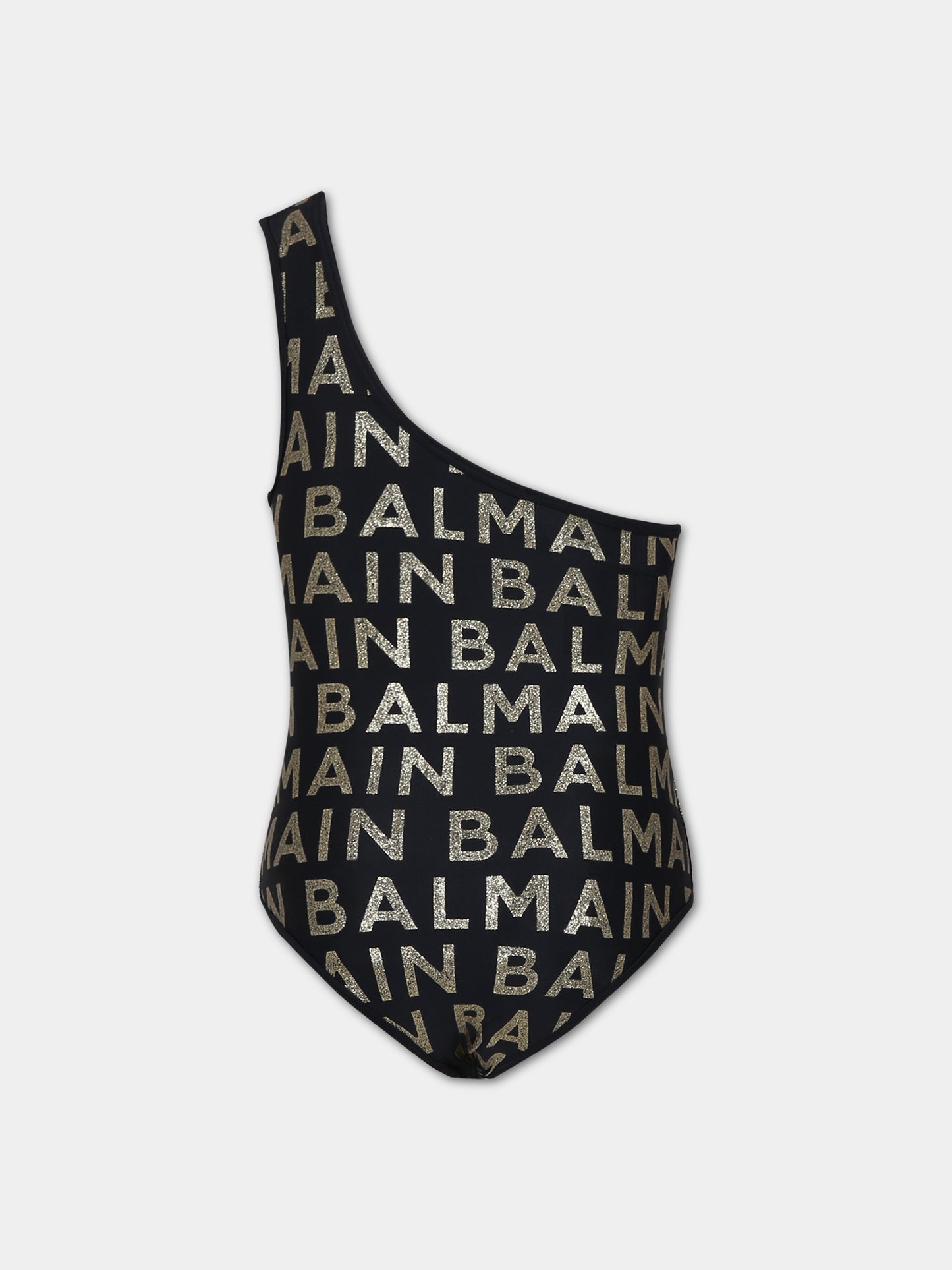 Costume nero per bambina con logo,Balmain Kids,BSCA49 Z0559 930OR