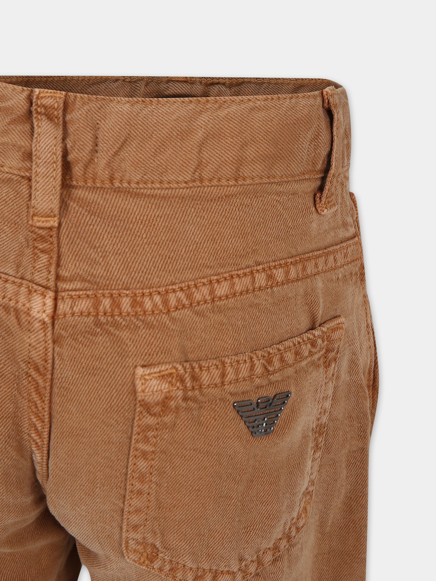 Pantaloni marroni per bambino con logo,Armani Junior,3D4J75 4N8IZ 0430