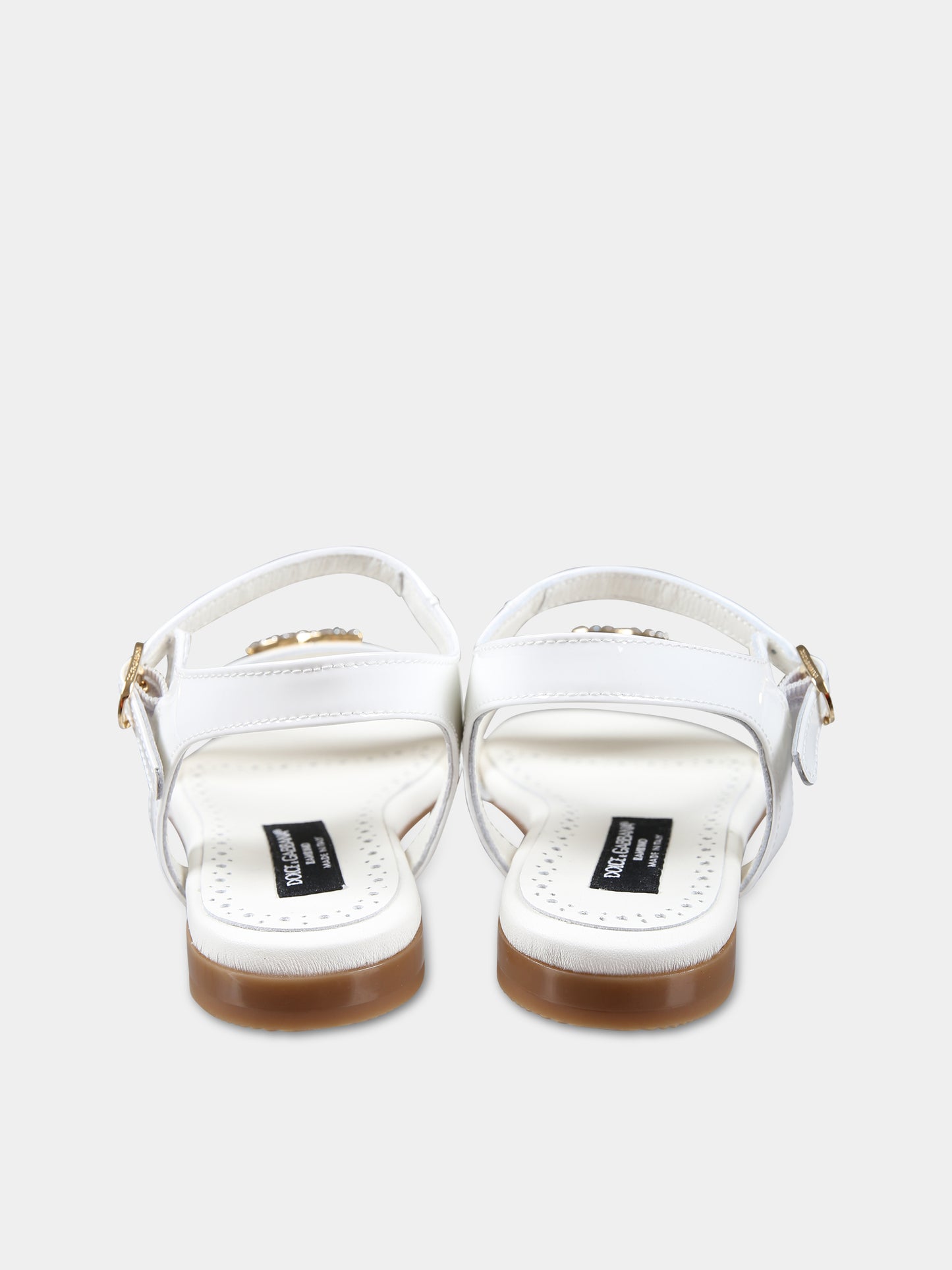 Sandali bianchi per bambina con monogramma,Dolce & Gabbana Kids,D11048 A1153 87682