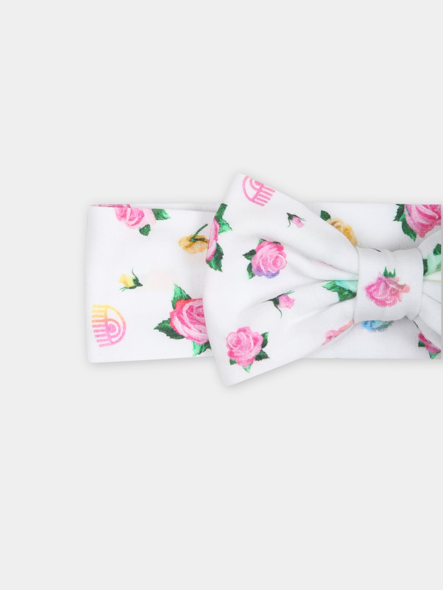 Fascia bianca per neonata con fiori,Chiara Ferragni Collection,53C000 3660 9984