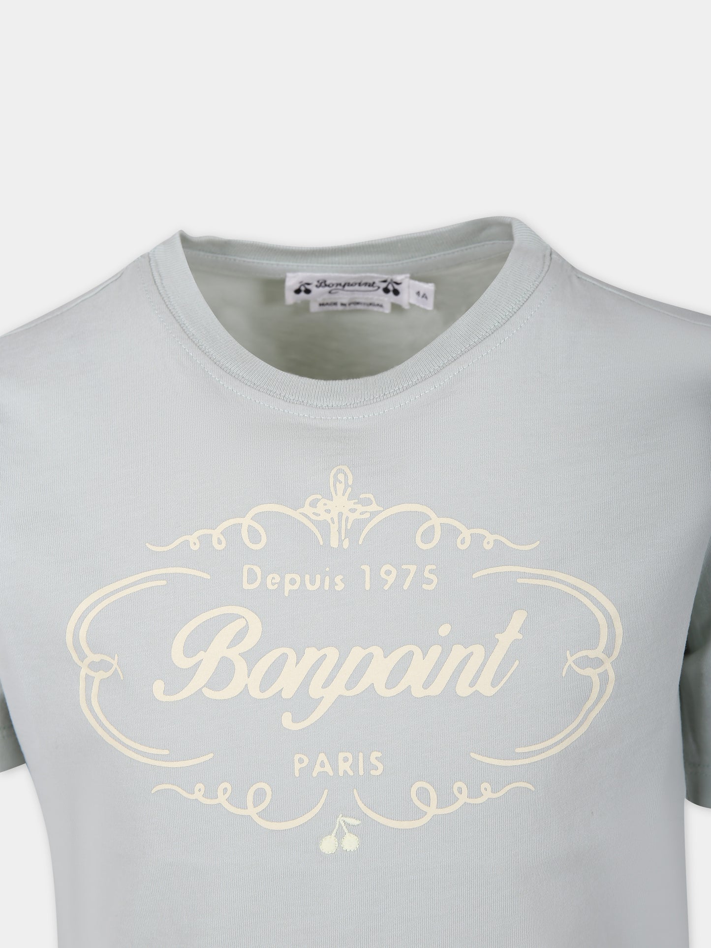 T-shirt verde per bambino con logo,Bonpoint,S04BTSK00006 141B