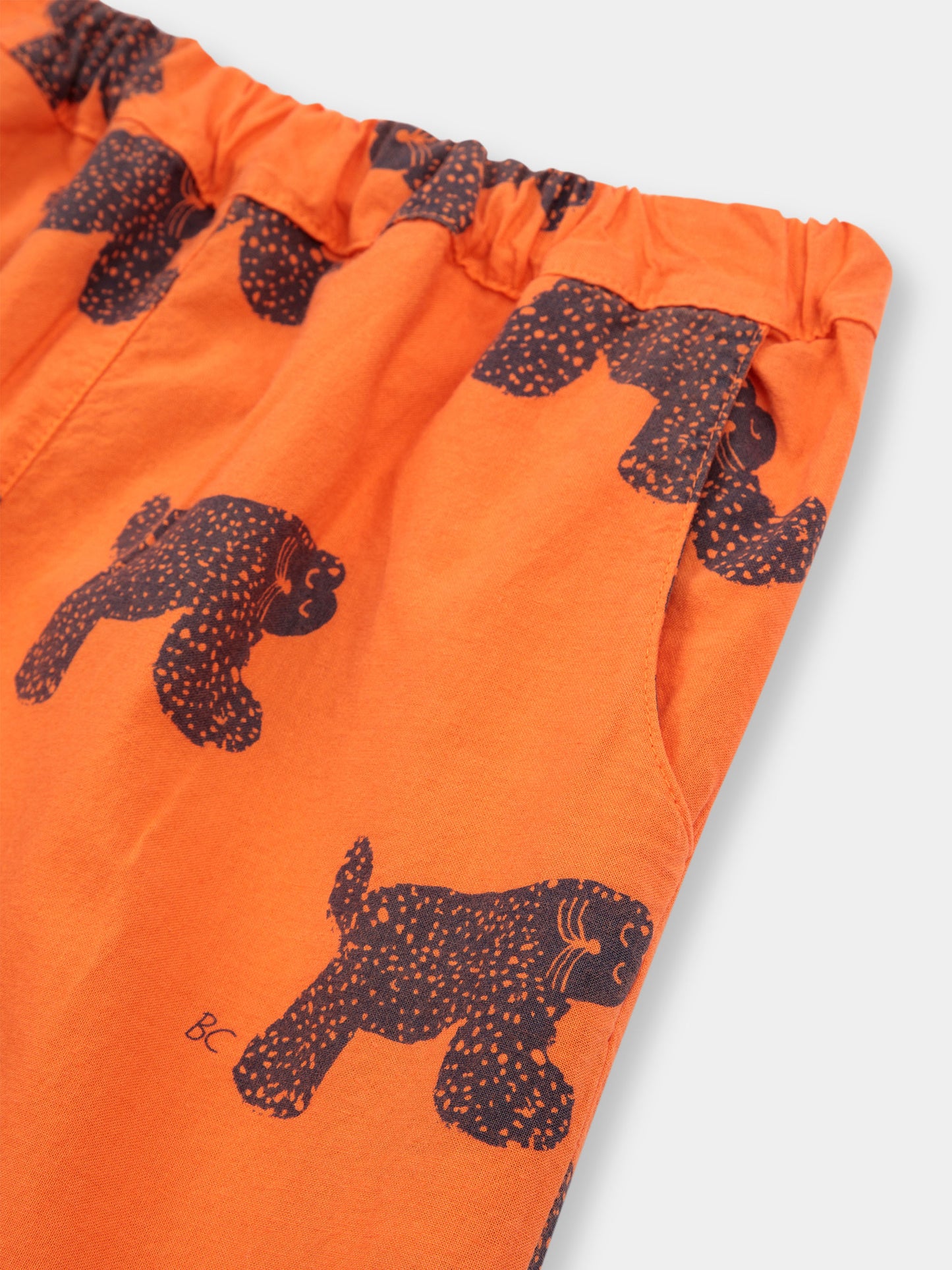 Pantaloni arancioni per bambini con fantasia ghepardi all-over,Bobo Choses,124AC108