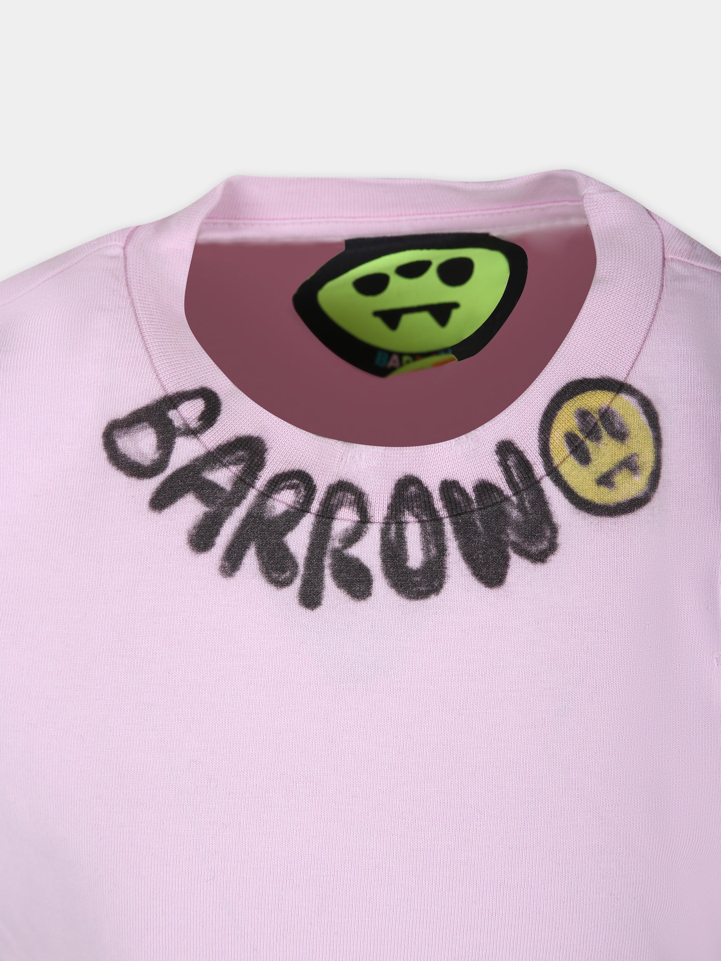 T-shirt rosa per bambina con logo e smile,Barrow,S4BKJGTH041 BW014