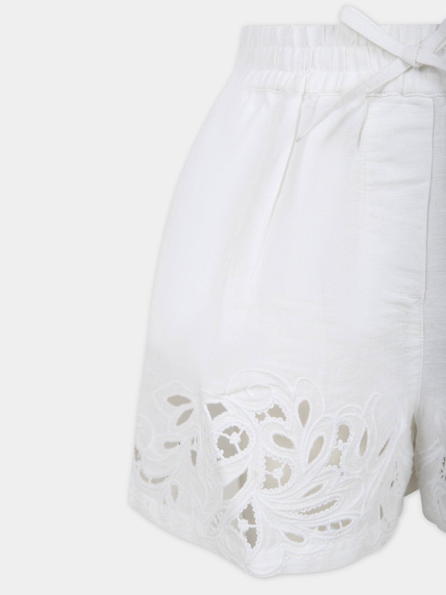 Shorts bianchi per bambina con ricamo,Ermanno Scervino Junior,SFBE012 C LC006 B000