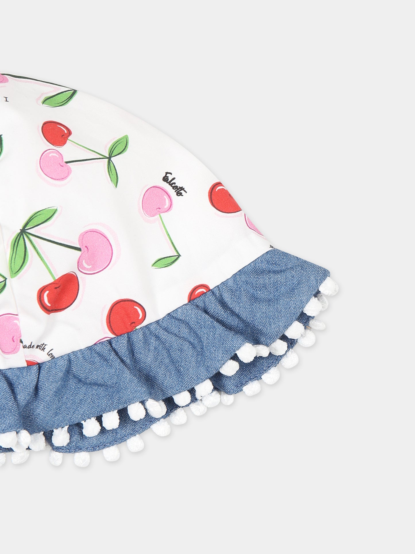 Cloche bianca per neonata con stampa ciliegie,Falcotto,001 6002220 01 1H09