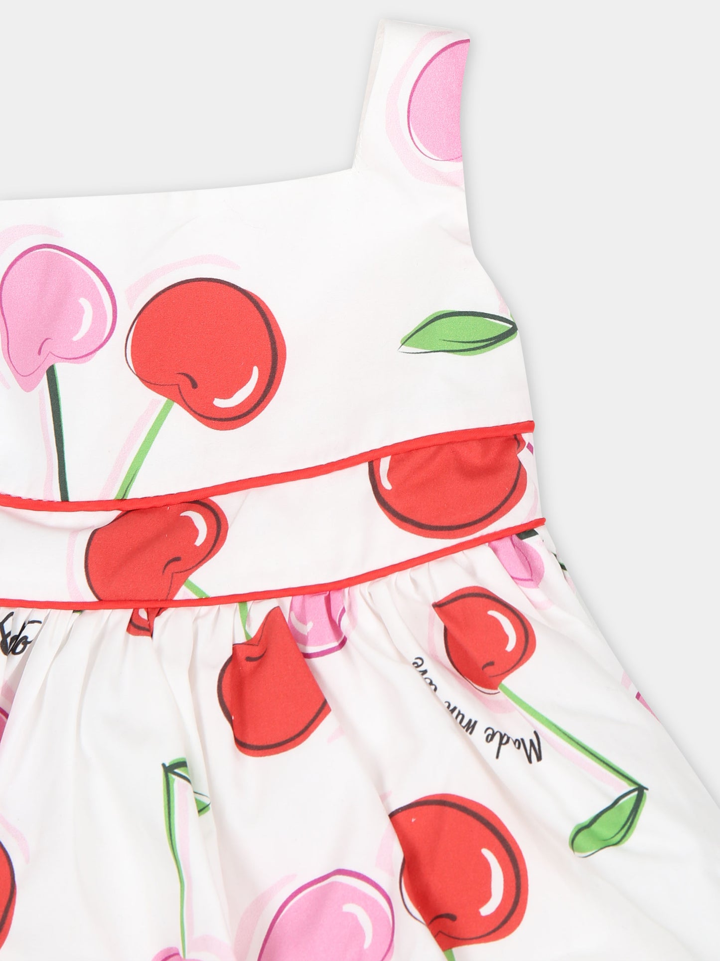 Vestito bianco per neonata con stampa ciliegie,Falcotto,001 6002164 01 1H09