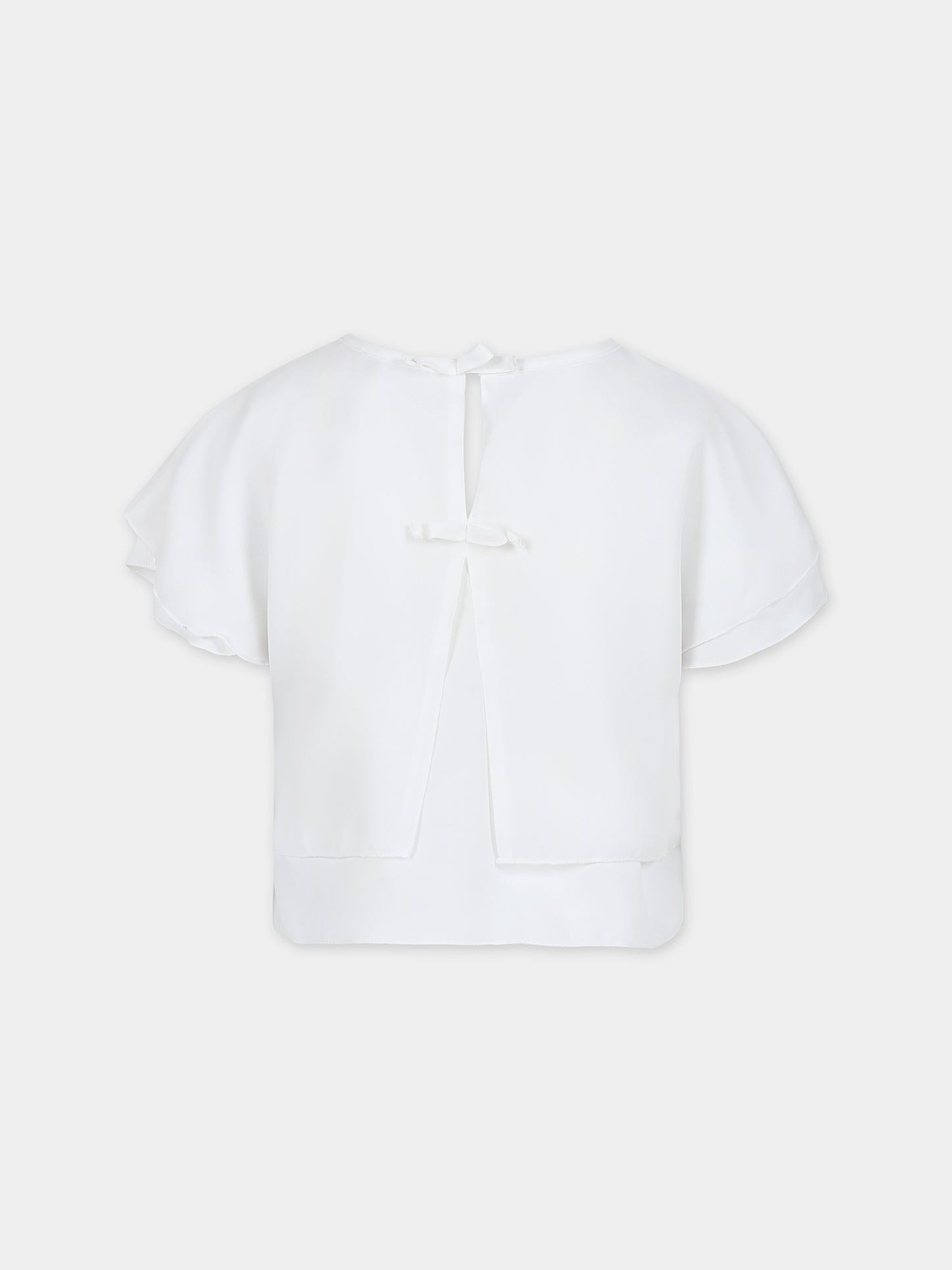 Top bianco per bambina con fiocchetti,Monnalisa,71C604 3113 0001