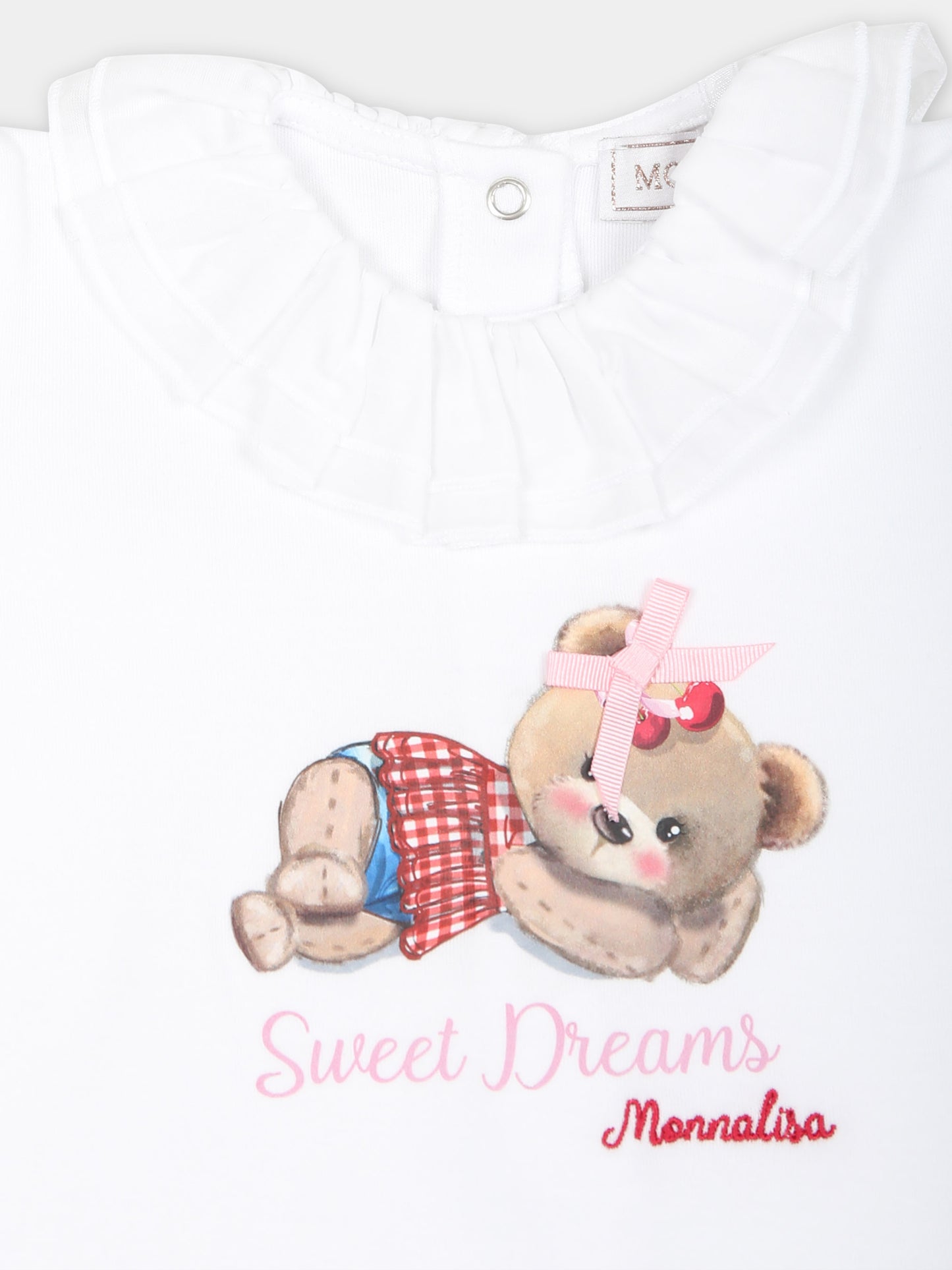 Pagliaccetto bianco per neonata con stampa margherite,Monnalisa,35C208 3000 0099