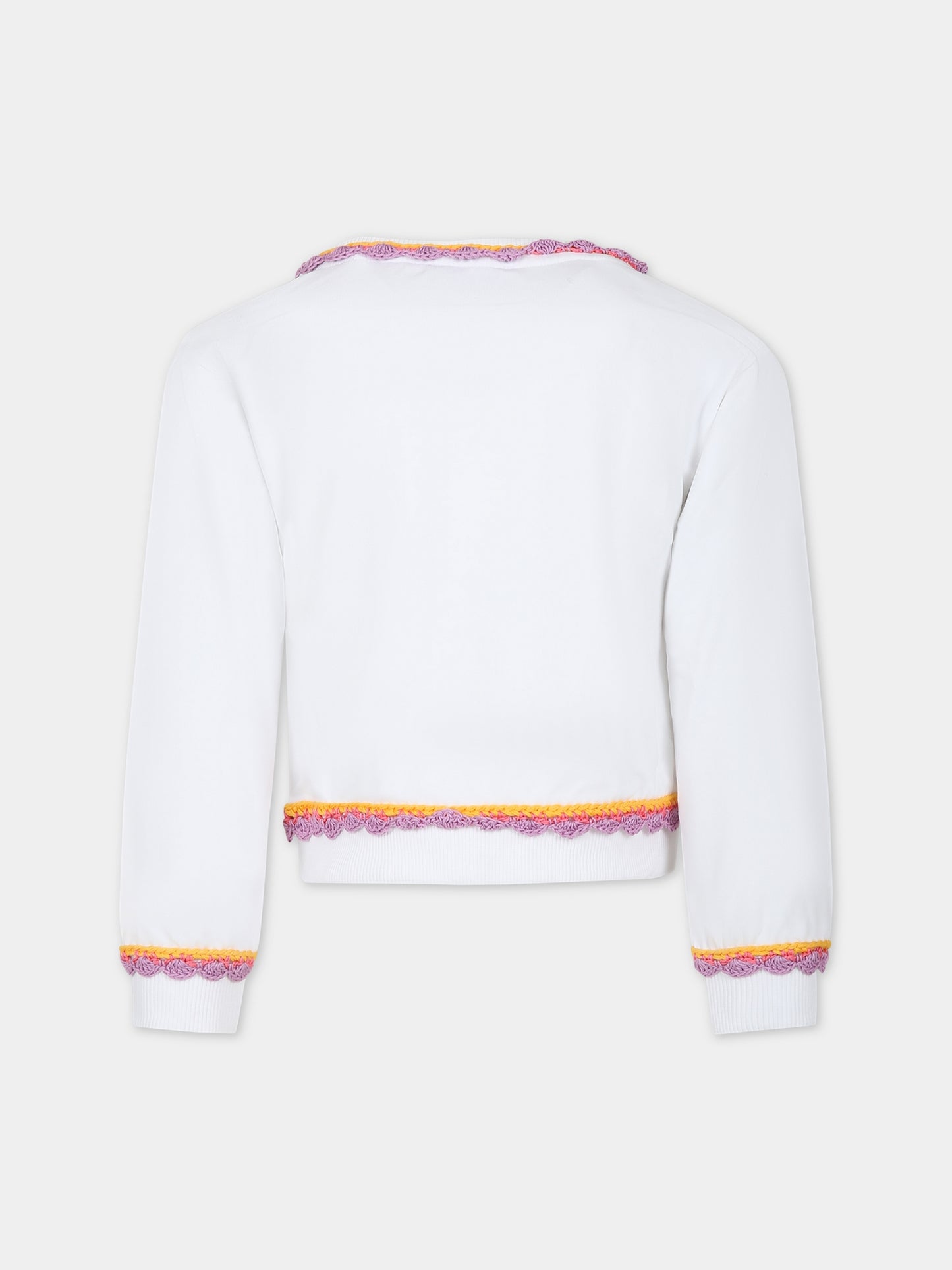 Felpa bianca per bambina con logo ricamato,Moschino Kids,HDF054 LDA00 10101