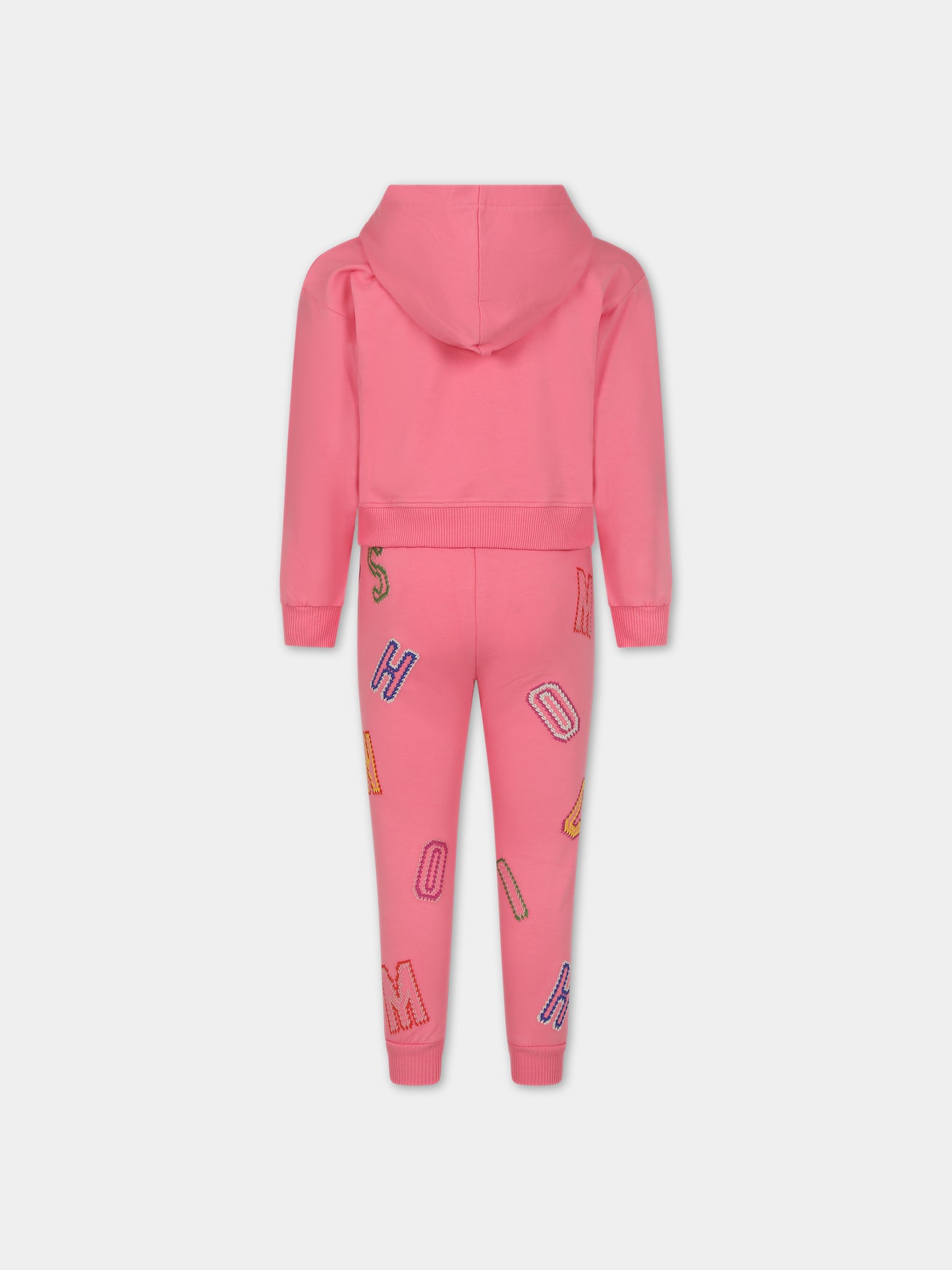 Completo rosa per bambina con logo,Moschino Kids,HDK02K LDA00 51047