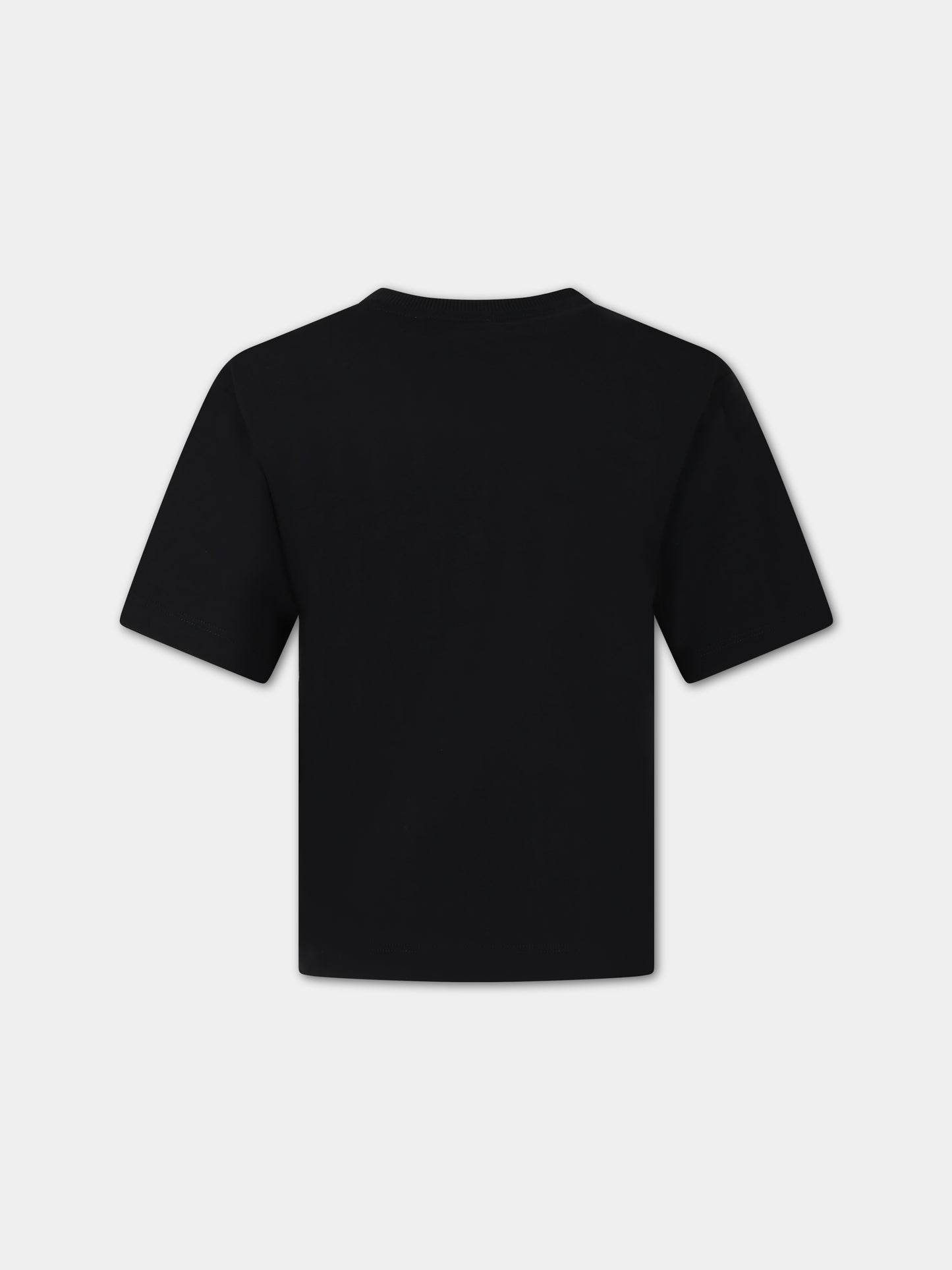 T-shirt nera per bambina con Teddy Bear e logo,Moschino Kids,HPM03R LAA23 60100