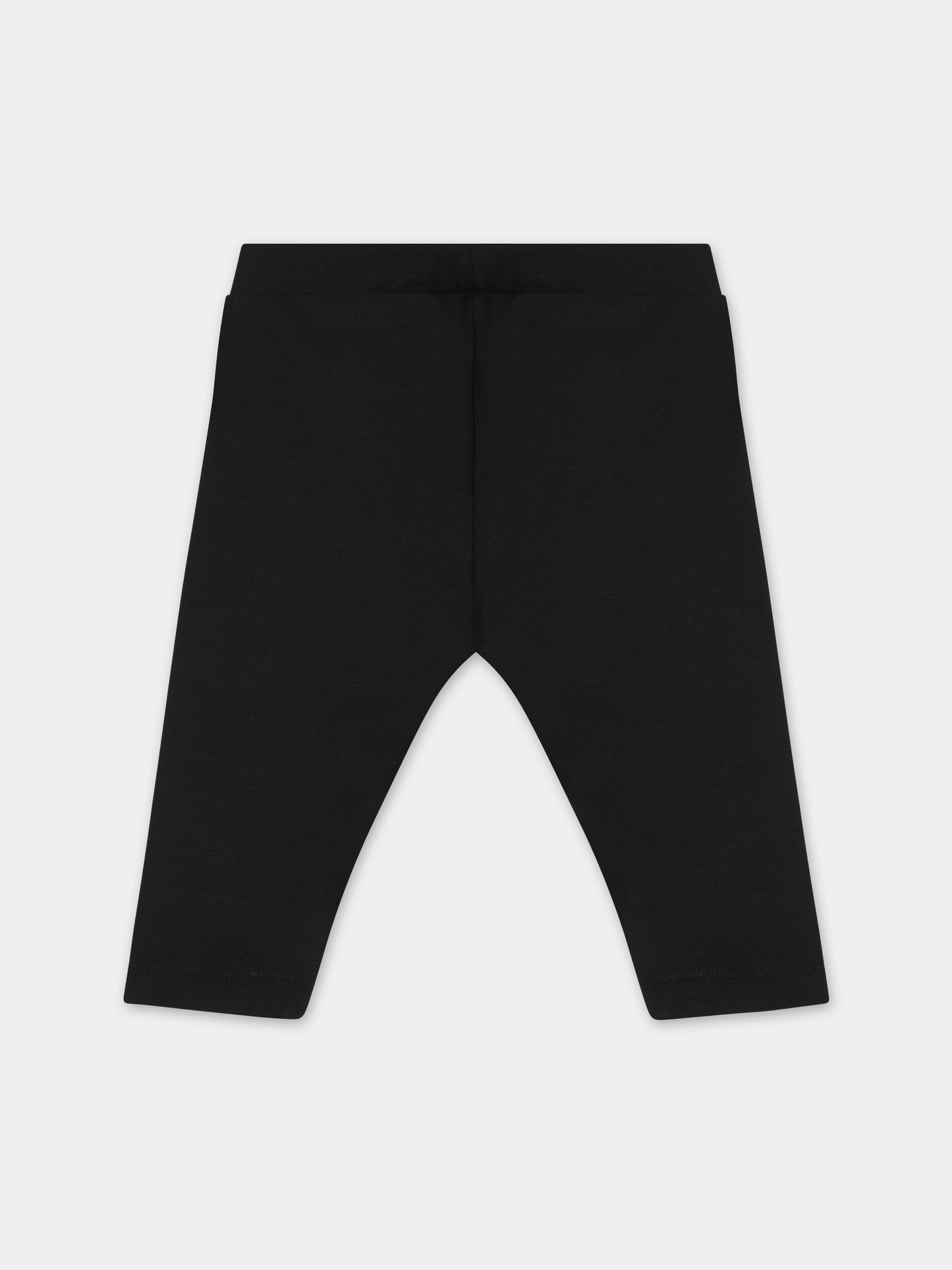 Leggings neri per neonata con logo,Moschino Kids,M1P02N LBA00 60100