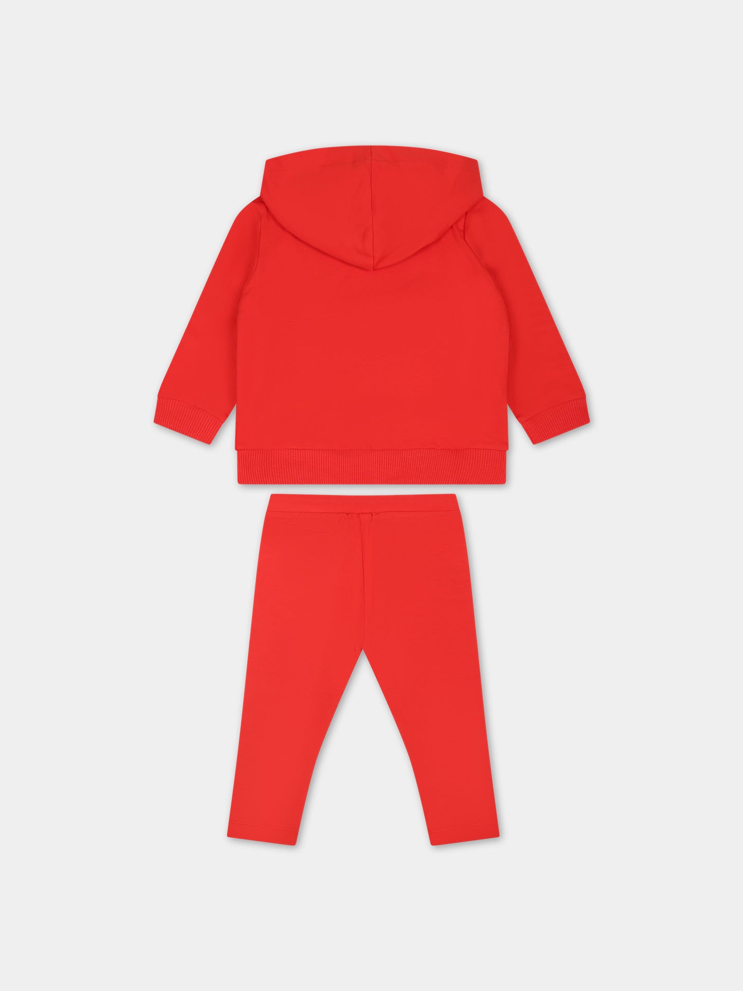 Completo rosso per neonati con Teddy Bear e logo,Moschino Kids,MDK02F LDA00 50109