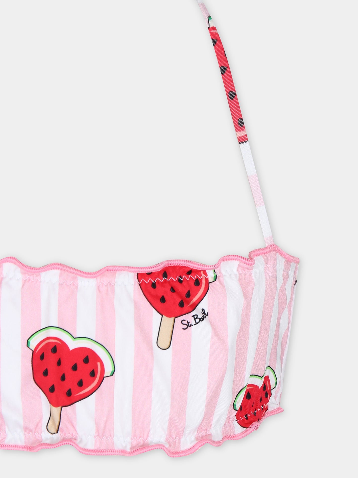 Bikini rosa per bambina con fragole e cuori,Mc2 Saint Barth,EMY0001 00726F