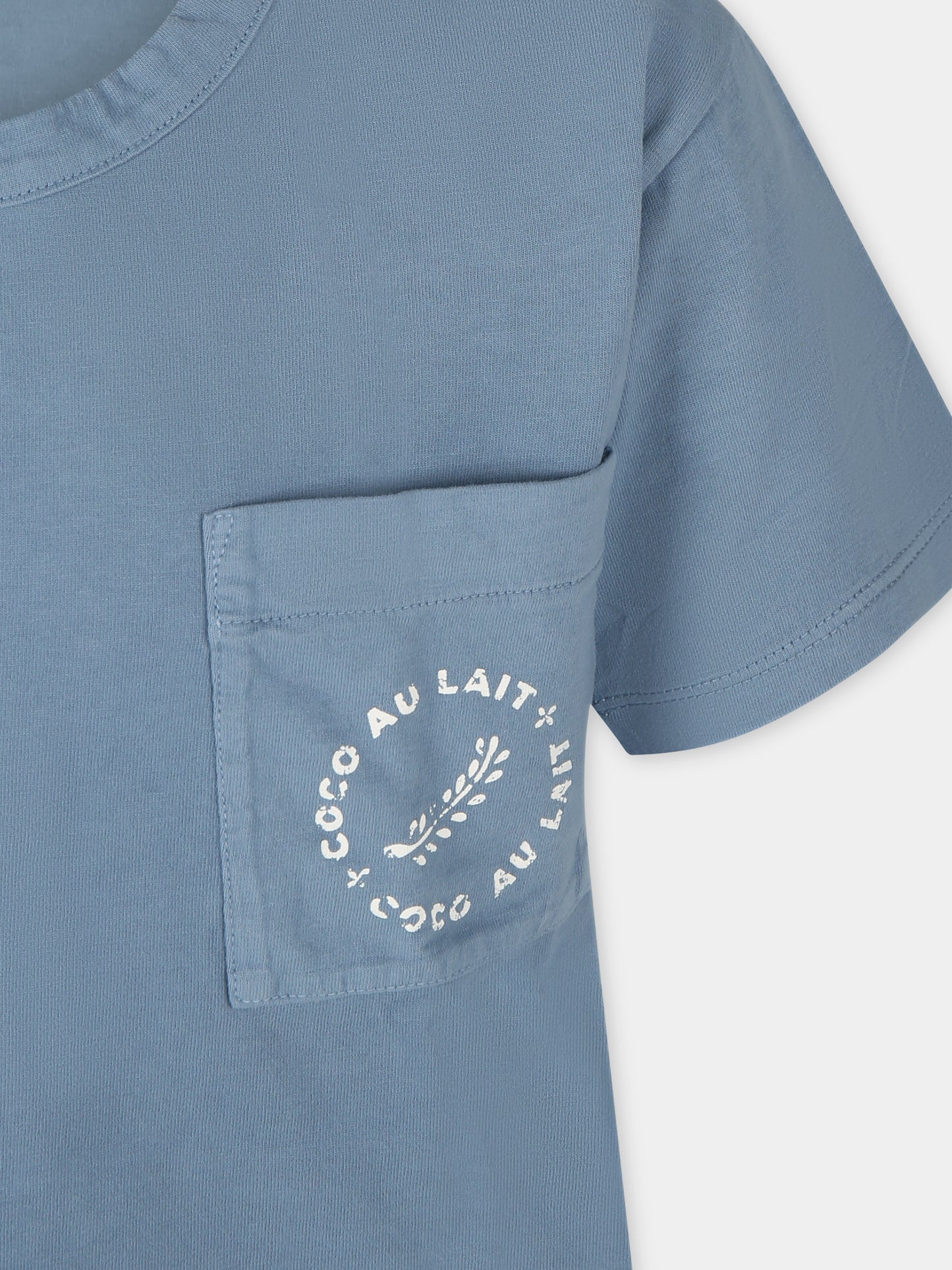 T-shirt celeste per bambini con logo,Coco Au Lait,16COCO S044