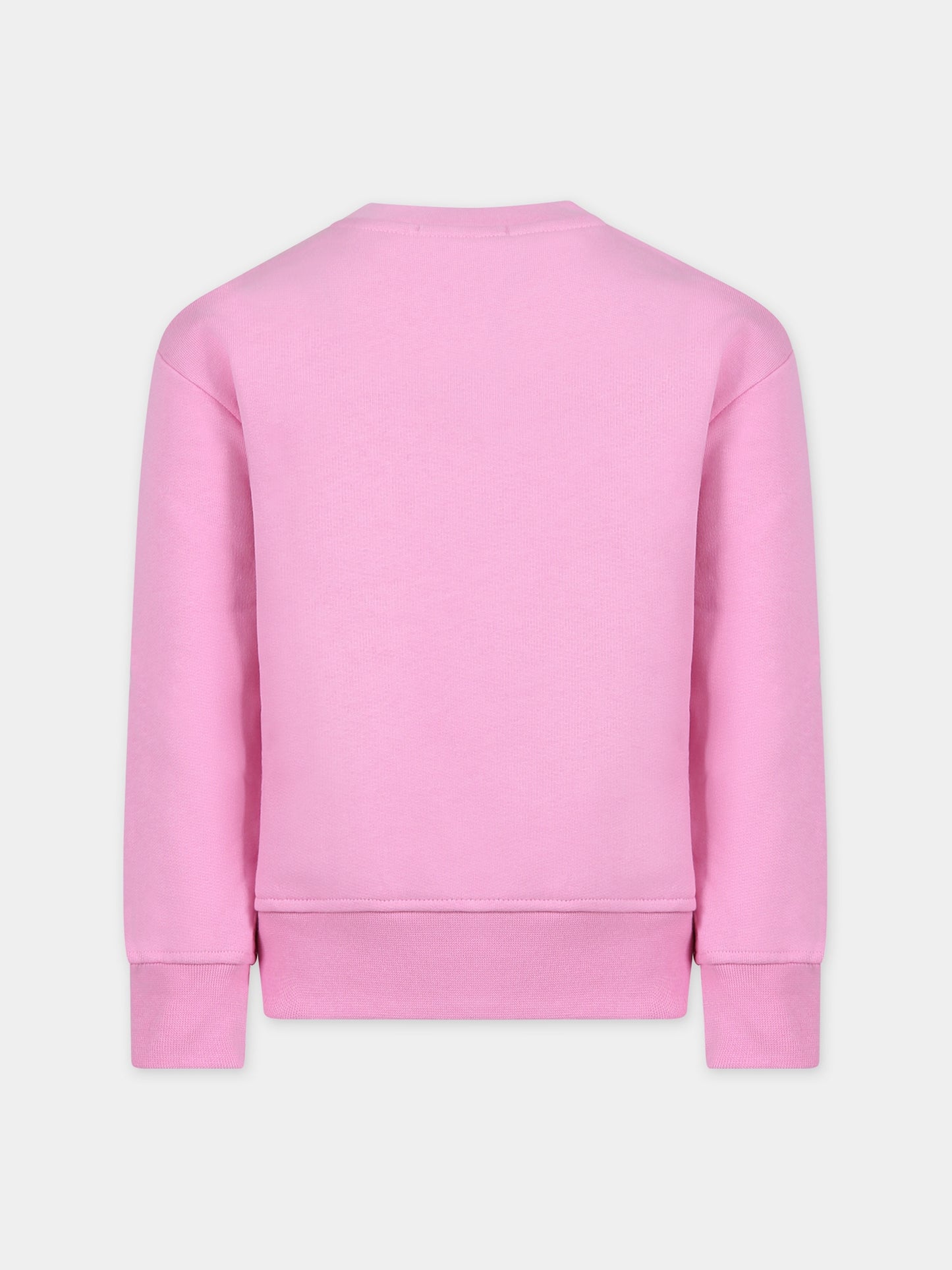 Felpa rosa per bambina con logo,Msgm Kids,F3MSJUSW022 042