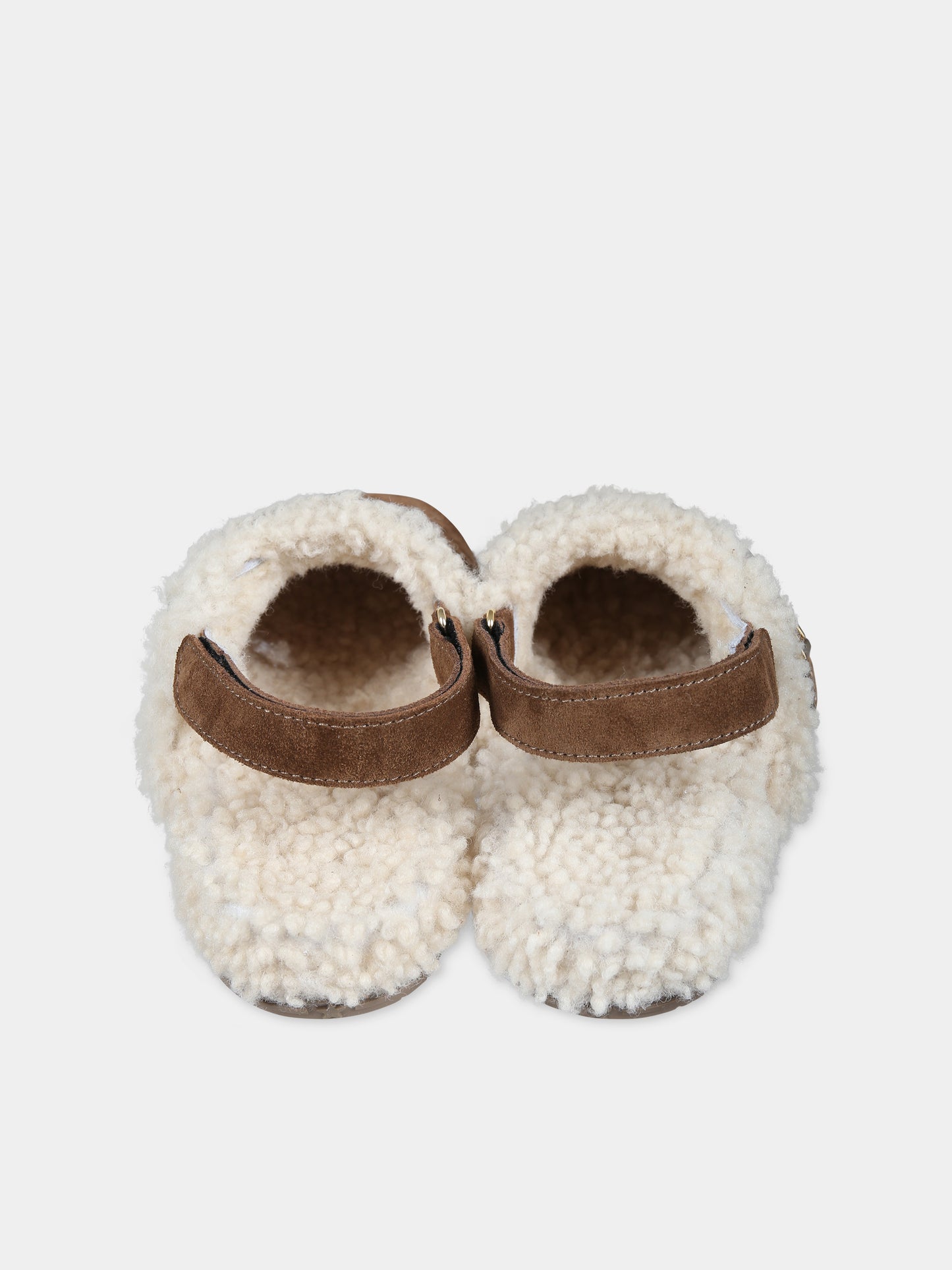 Sabot marroni per bambini con doppia F,Fendi Kids,JMR449 TK6 F1LSB