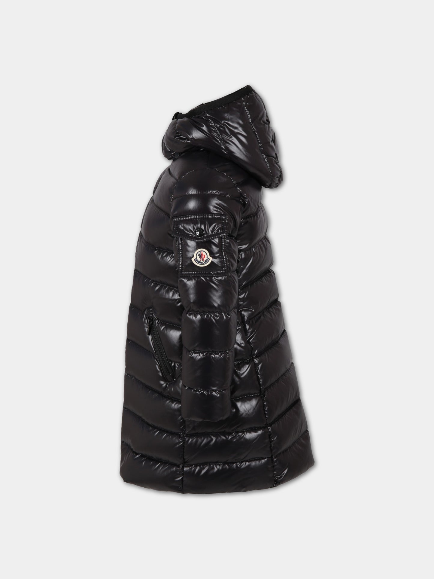 Piumino Moka nero per bambina con patch,Moncler Kids,J2954 1C50110 68950 999