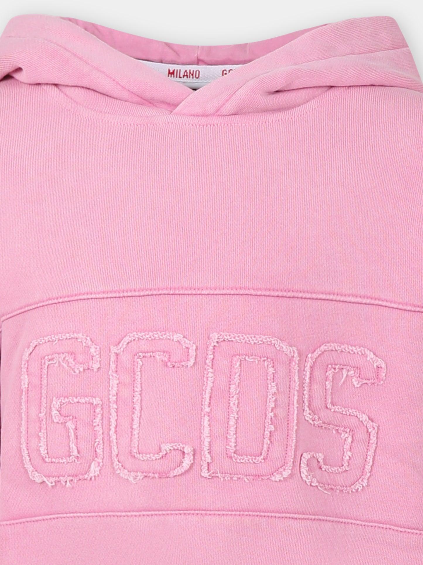 Felpa rosa per bambina con logo,Gcds Kids,DMF00D LCC01 52861