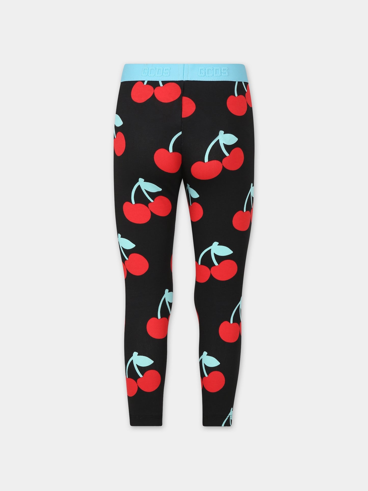 Leggings nero per bambina con ciliegie,Gcds Kids,DAP004 LBB0C 84342