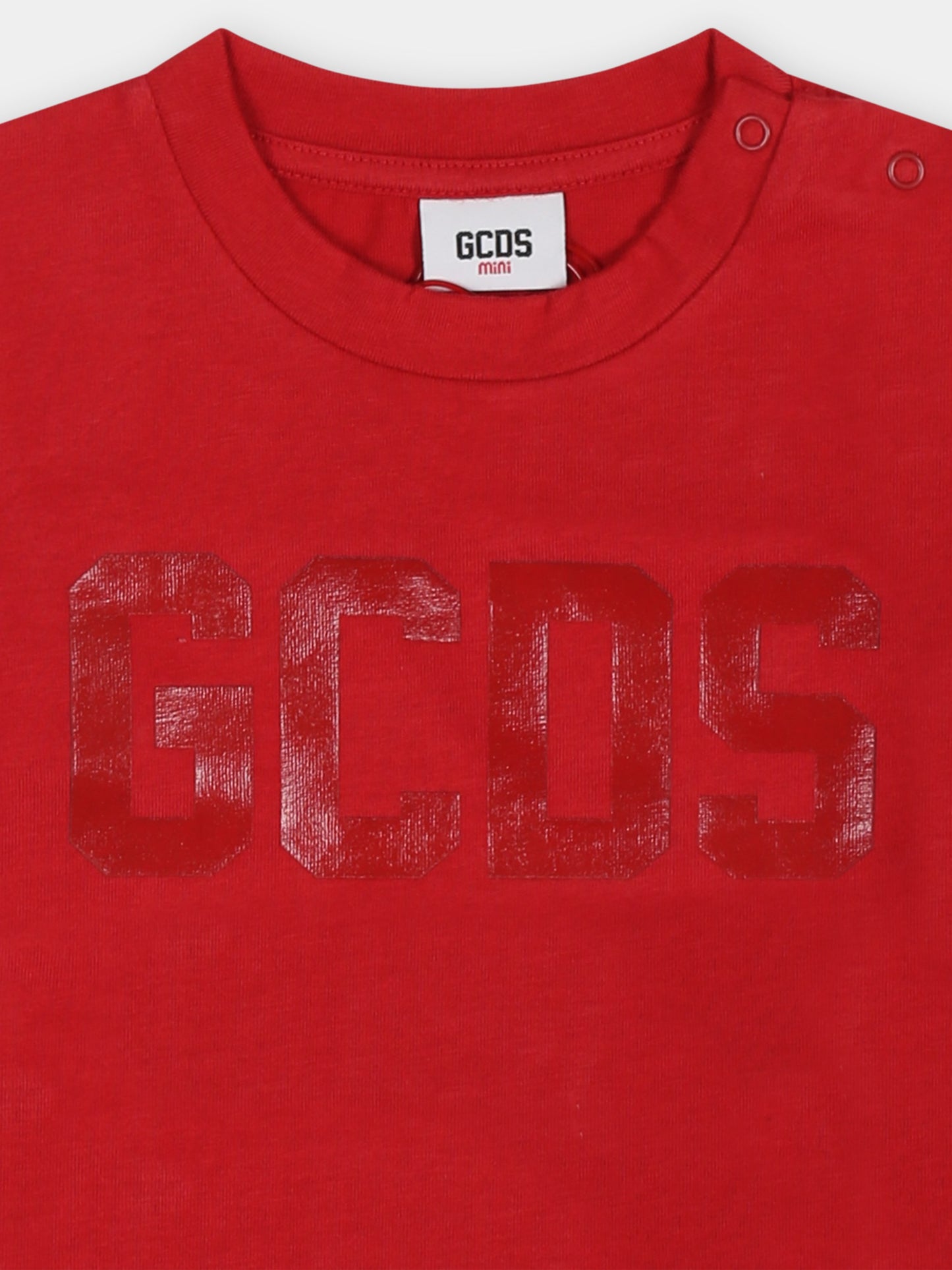 T-shirt rossa per neonato con logo,Gcds Kids,GQO002 LAA01 50975