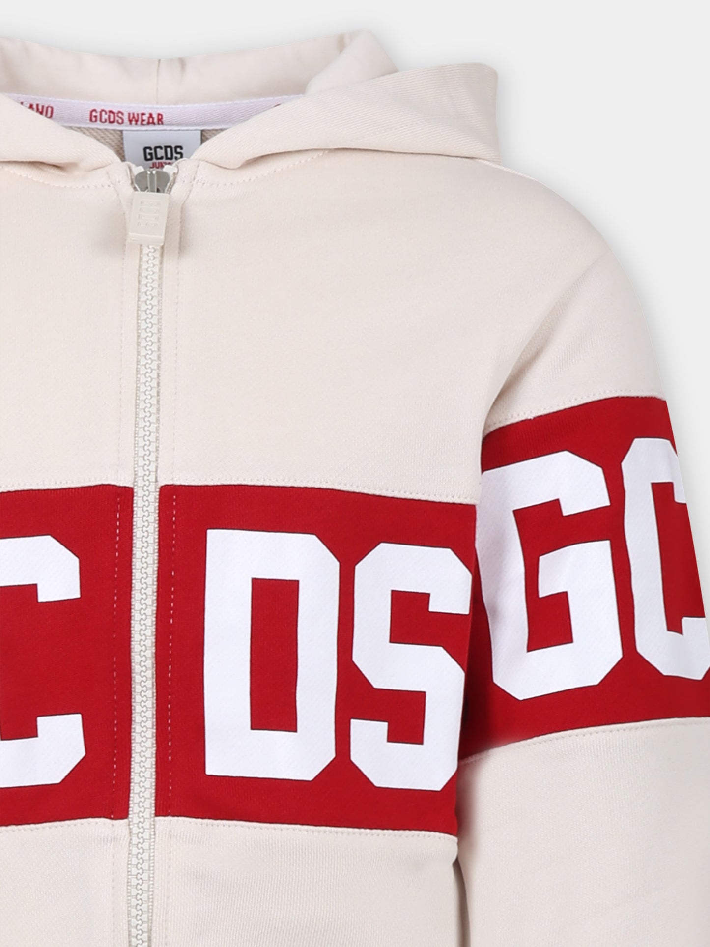 Felpa beige per bambini con logo,Gcds Kids,DOF004 LCA44 20325