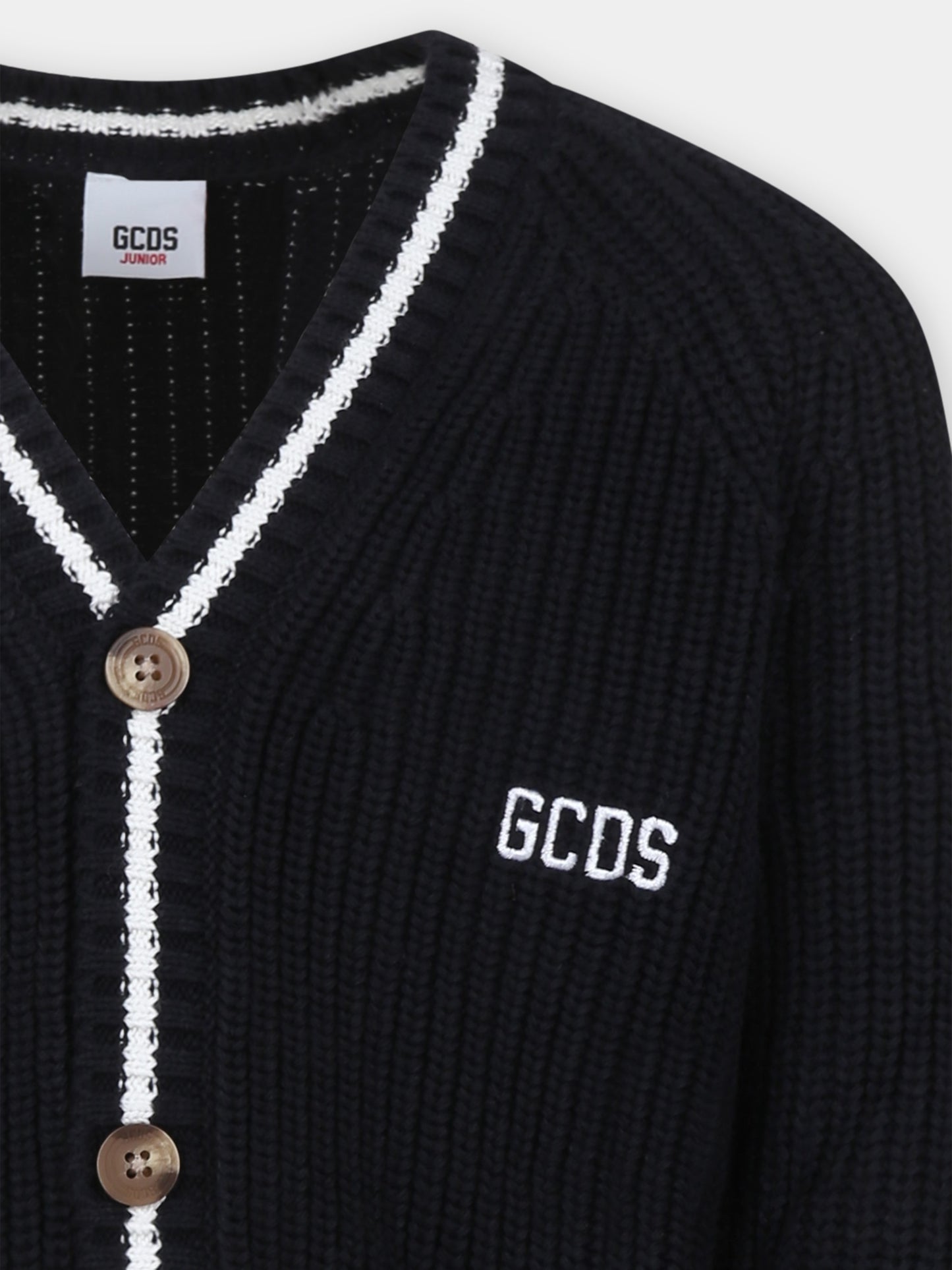 Cardigan nero per bambini con logo,Gcds Kids,DMW00B LHE03 60100