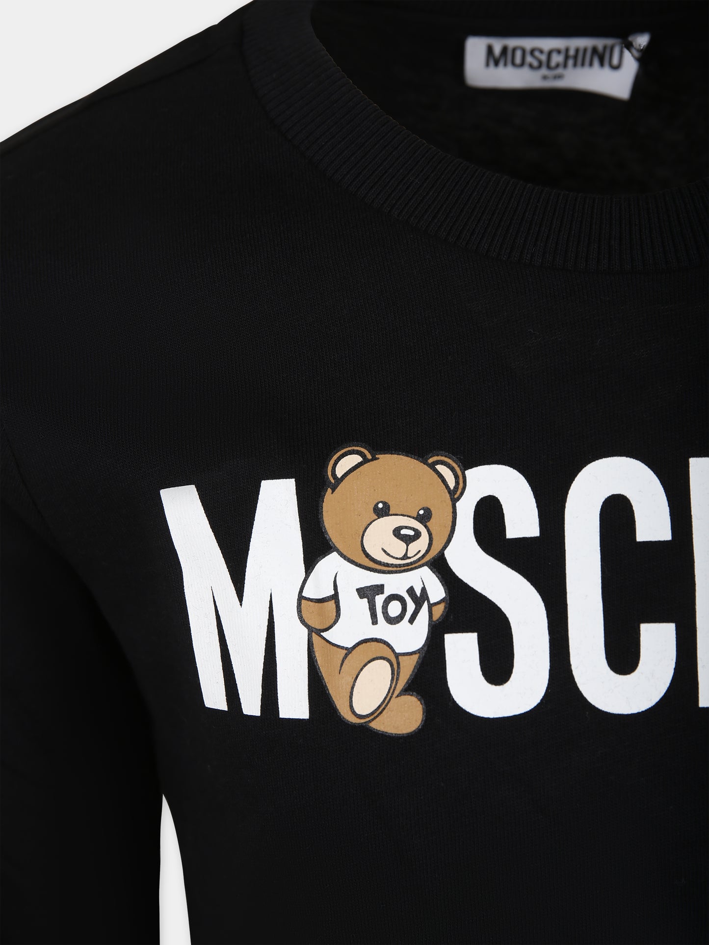 T-shirt nera per bambina con Teddy Bears,Moschino Kids,HUO00R LAA20 60100