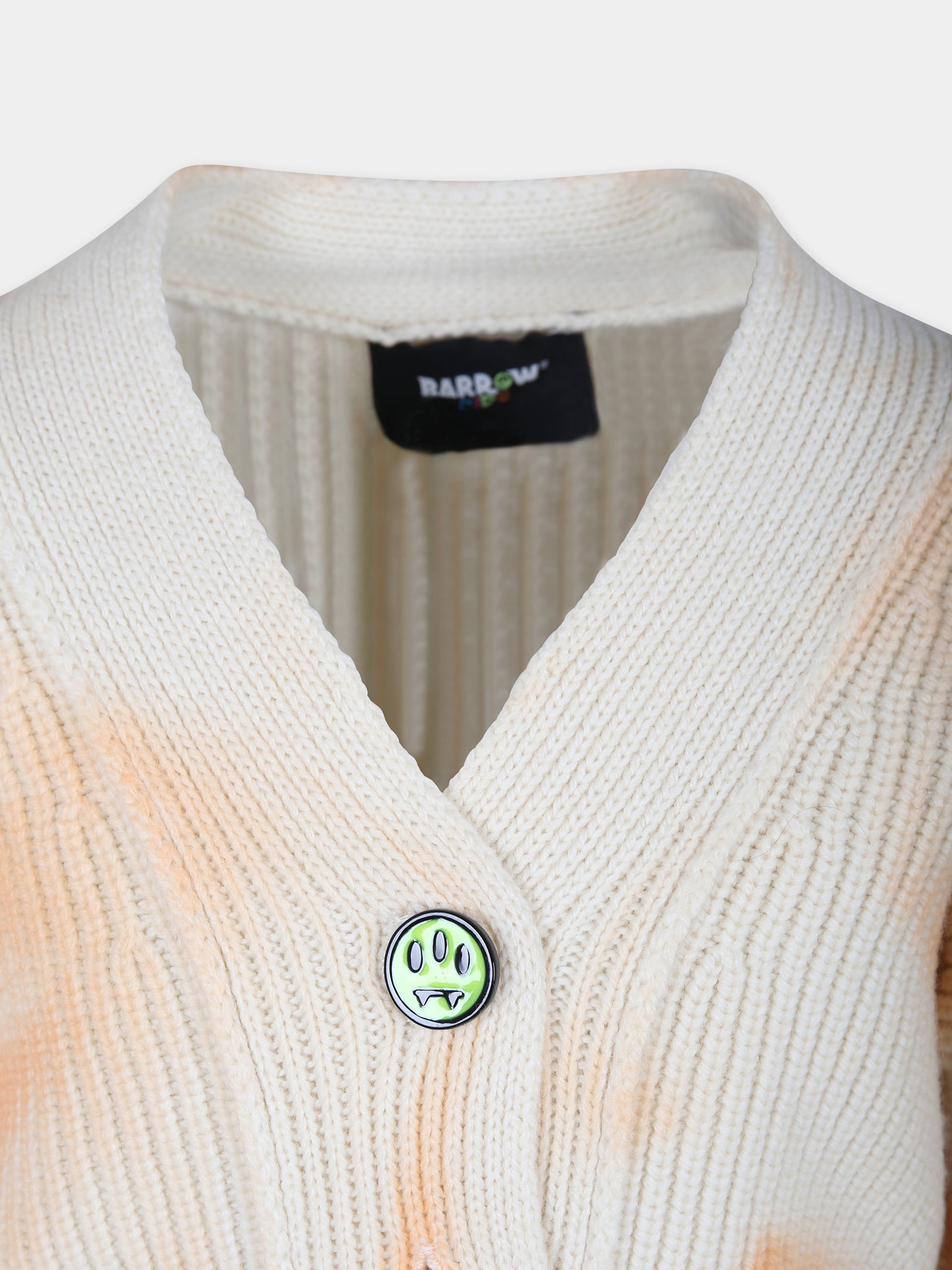 Cardigan avorio per bambina con logo e smile,Barrow,F3BKJGCA038 BW011