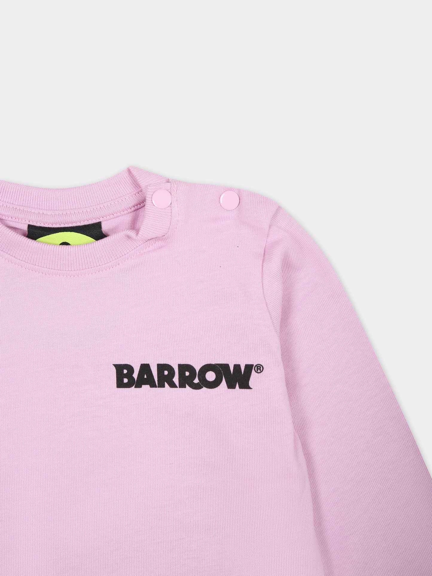 T-shirt rosa per neonata con logo,Barrow,F3BKNGTH115 BW014