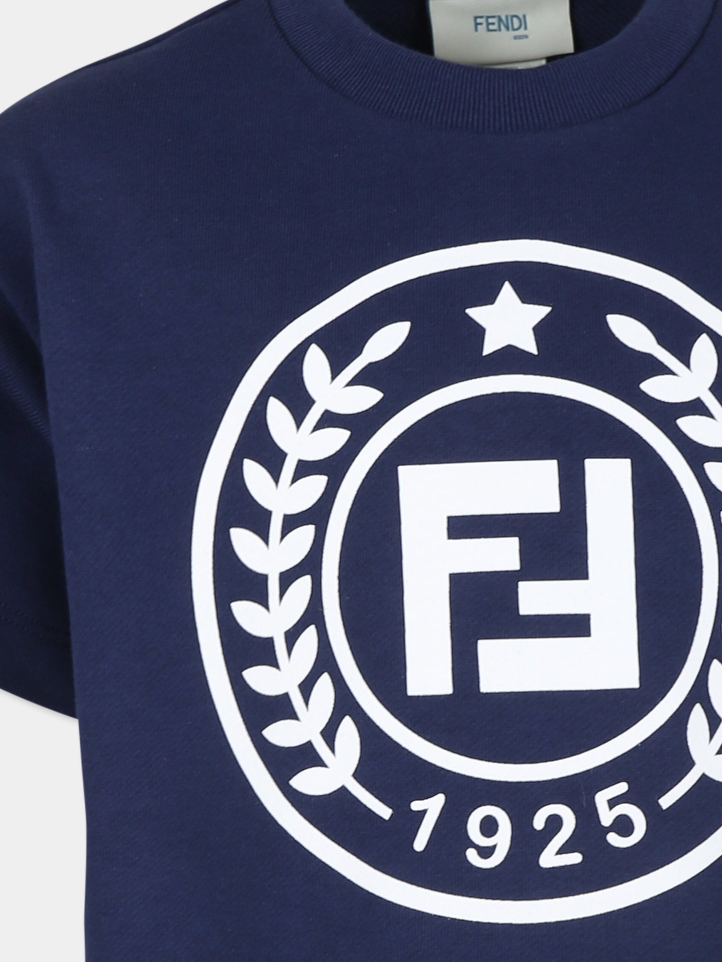 Felpa blu per bambino con logo,Fendi Kids,JUI167 5V0 F1I11