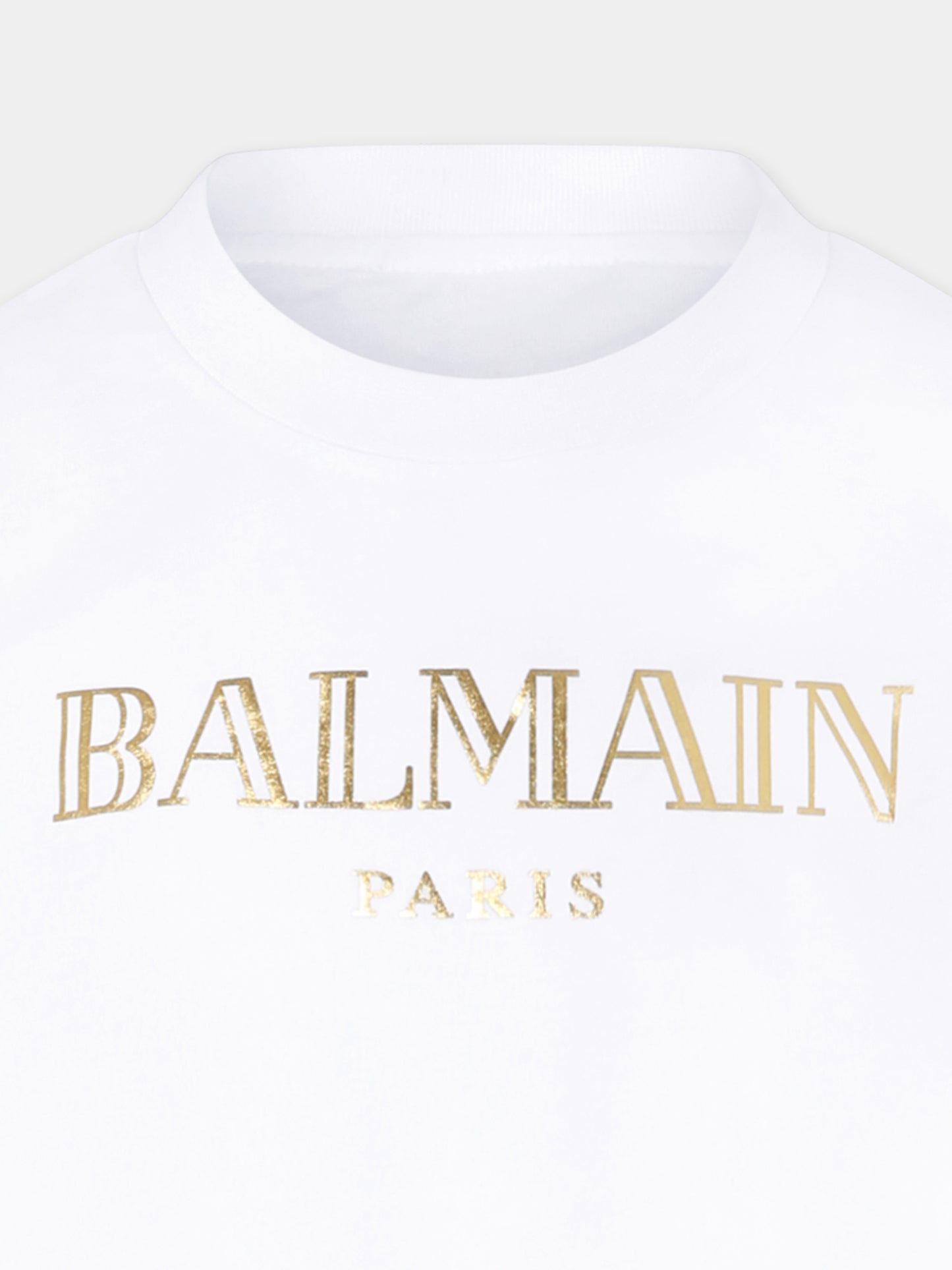 T-shirt bianca per bambini con logo,Balmain Kids,BV8R41 Z0057 100OR