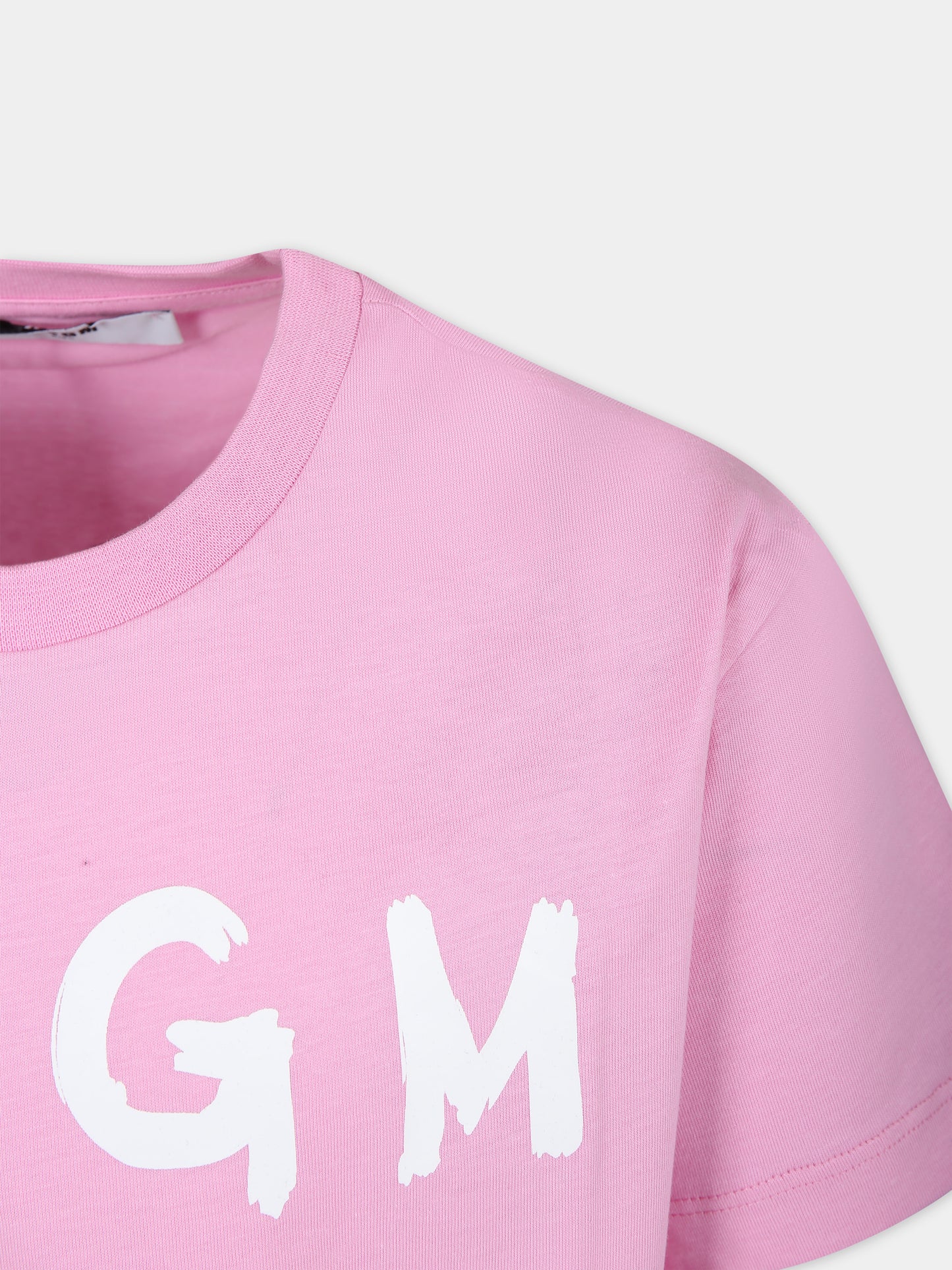 T-shirt rosa per bambina con logo,Msgm Kids,F3MSJUTH011 042