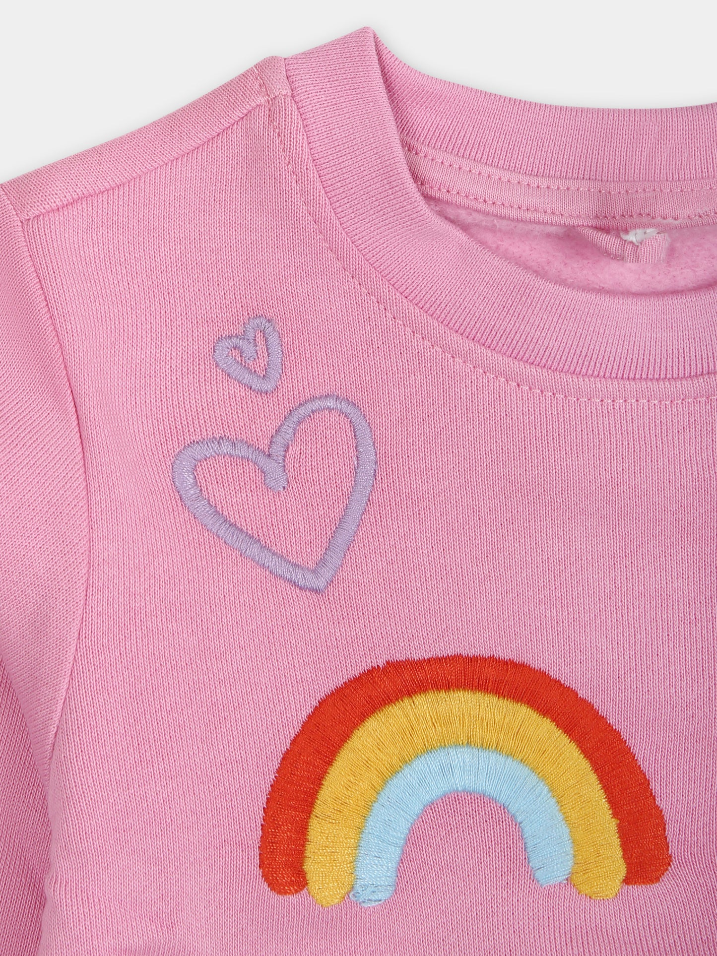 Felpa rosa per neonata con ricami multicolor all-over,Stella Mccartney Kids,TT4020 Z0447 547