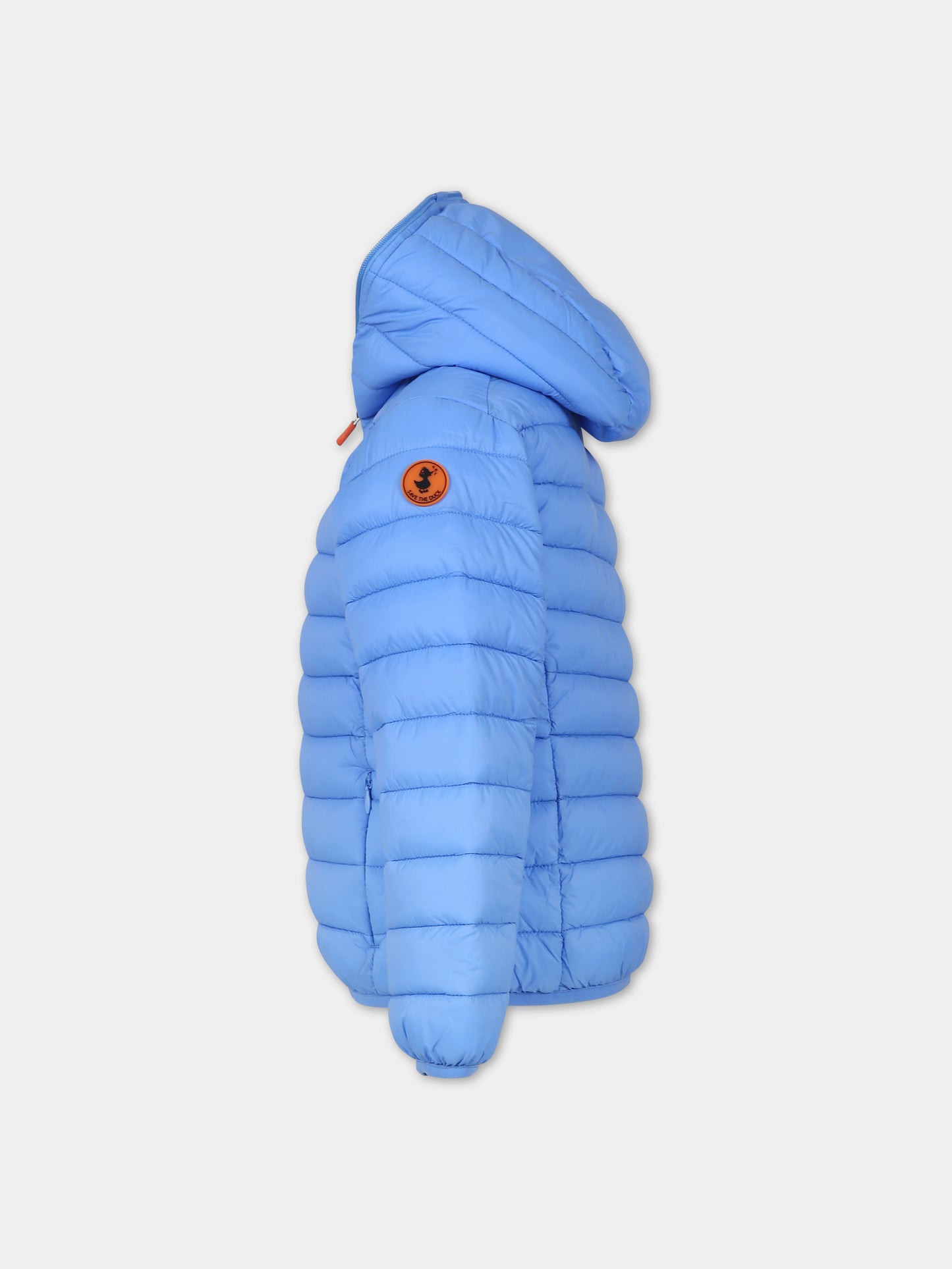 Piumino Dony azzurro per bambino con logo,Save The Duck Kids,J30650B GIGA17 90059