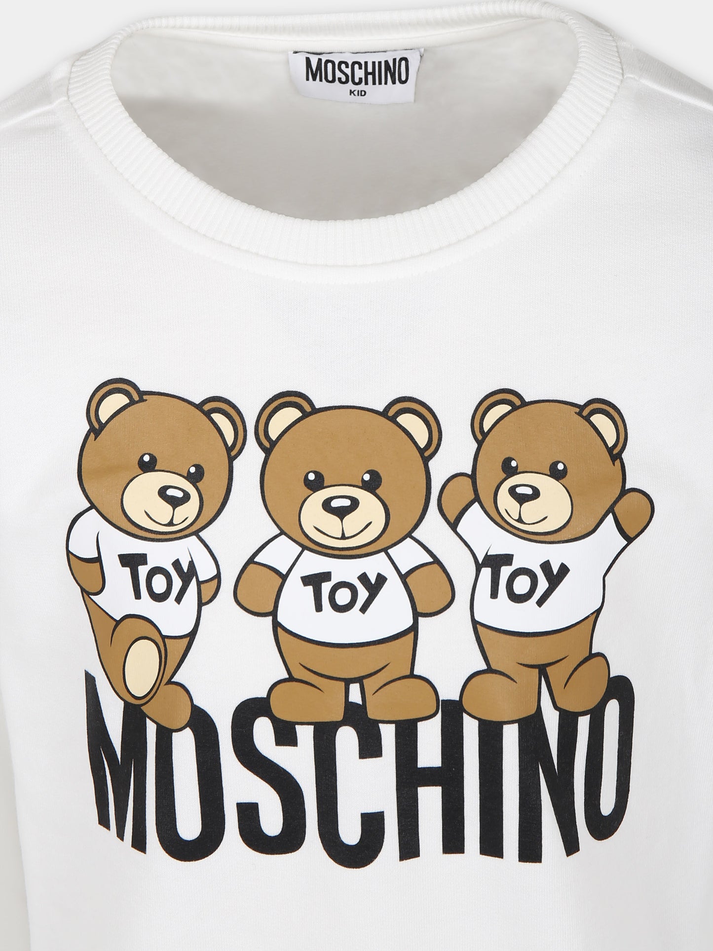 Vestito bianco per bambina con Teddy Bears e logo,Moschino Kids,HDV0DP LCA40 10101