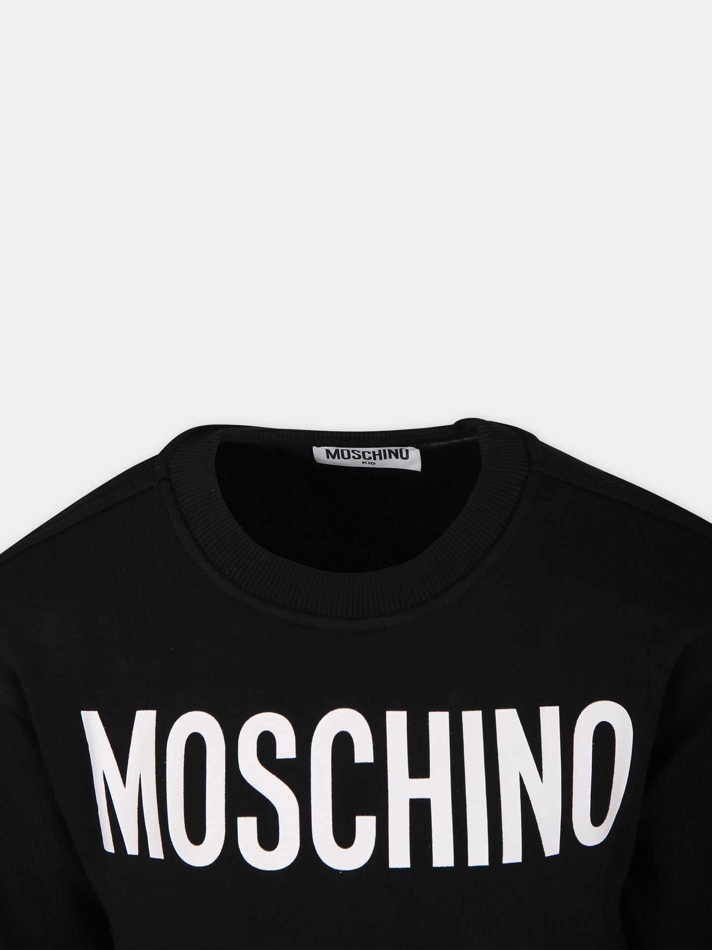 Felpa nera per bambina con logo,Moschino Kids,HNF06O LCA23 60100