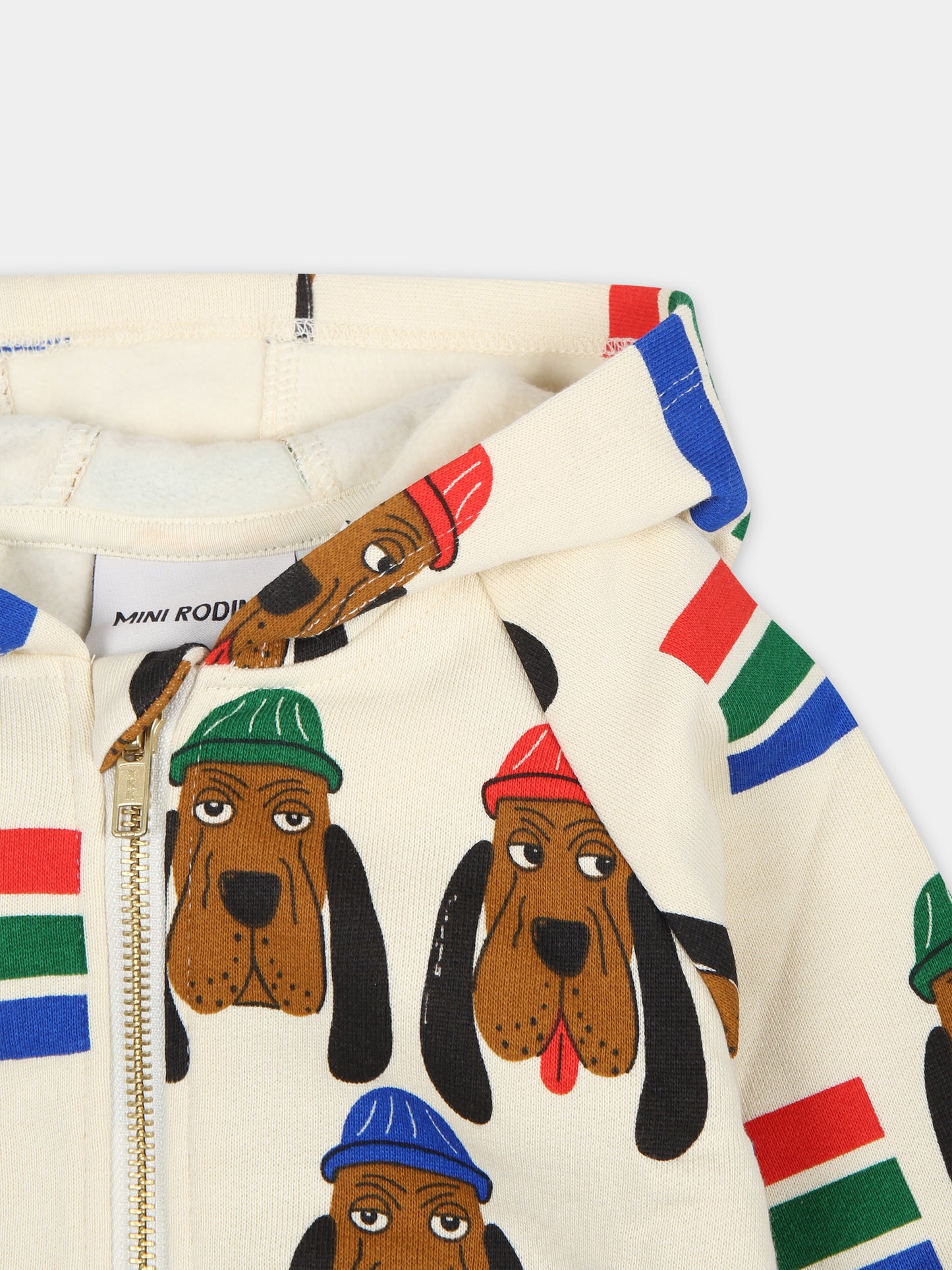 Felpa avorio per neonati con cani,Mini Rodini,2412011500