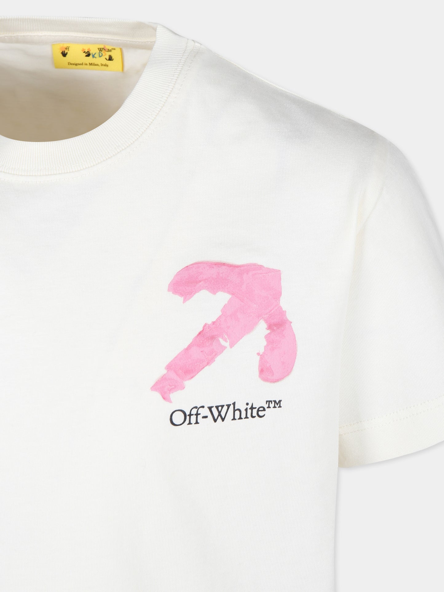T-shirt avorio per bambina con logo e frecce,Off White,OGAA001F24JER0090310