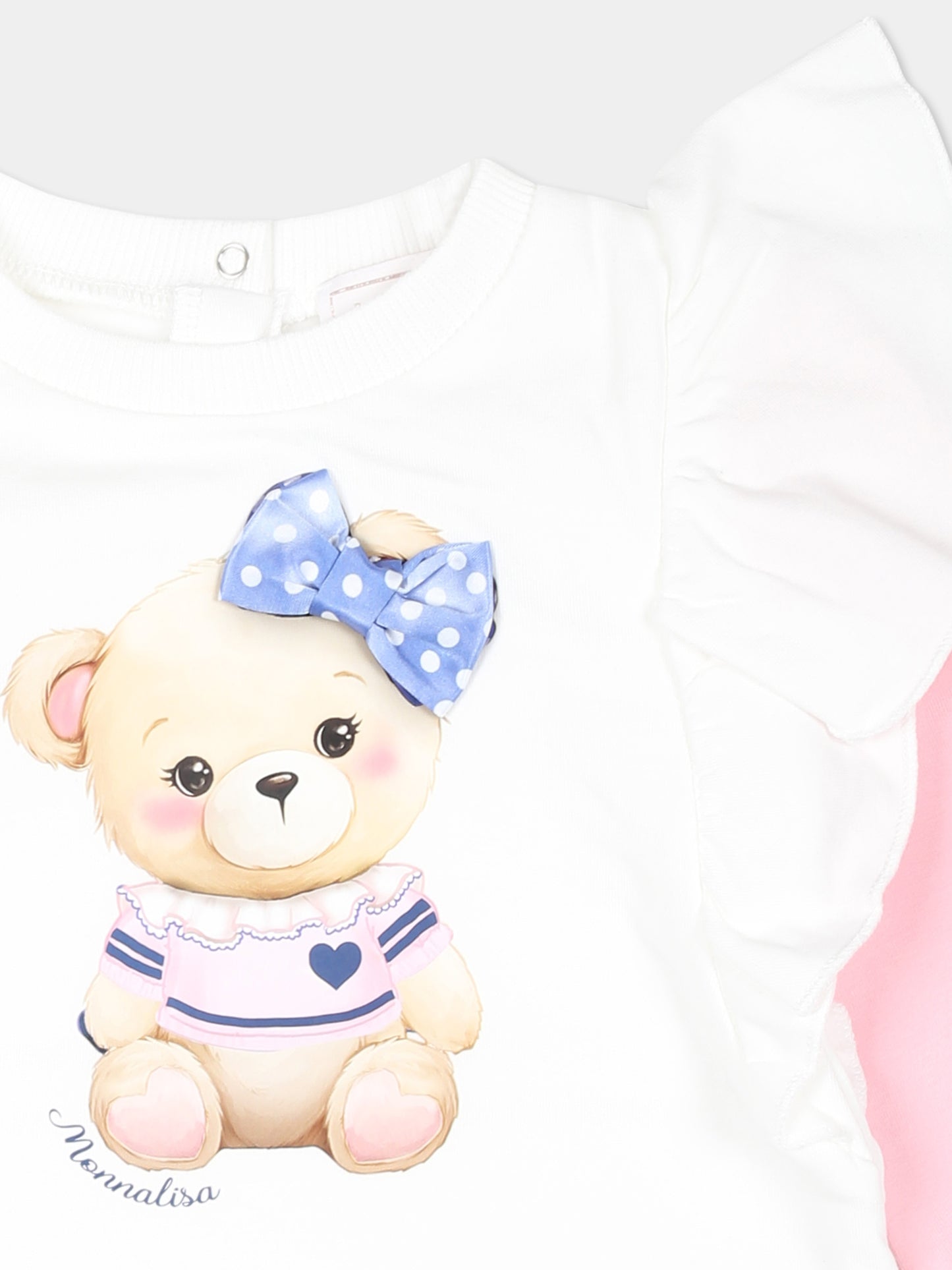 Vestito avorio per neonata con orso,Monnalisa,39D905 4017 0190