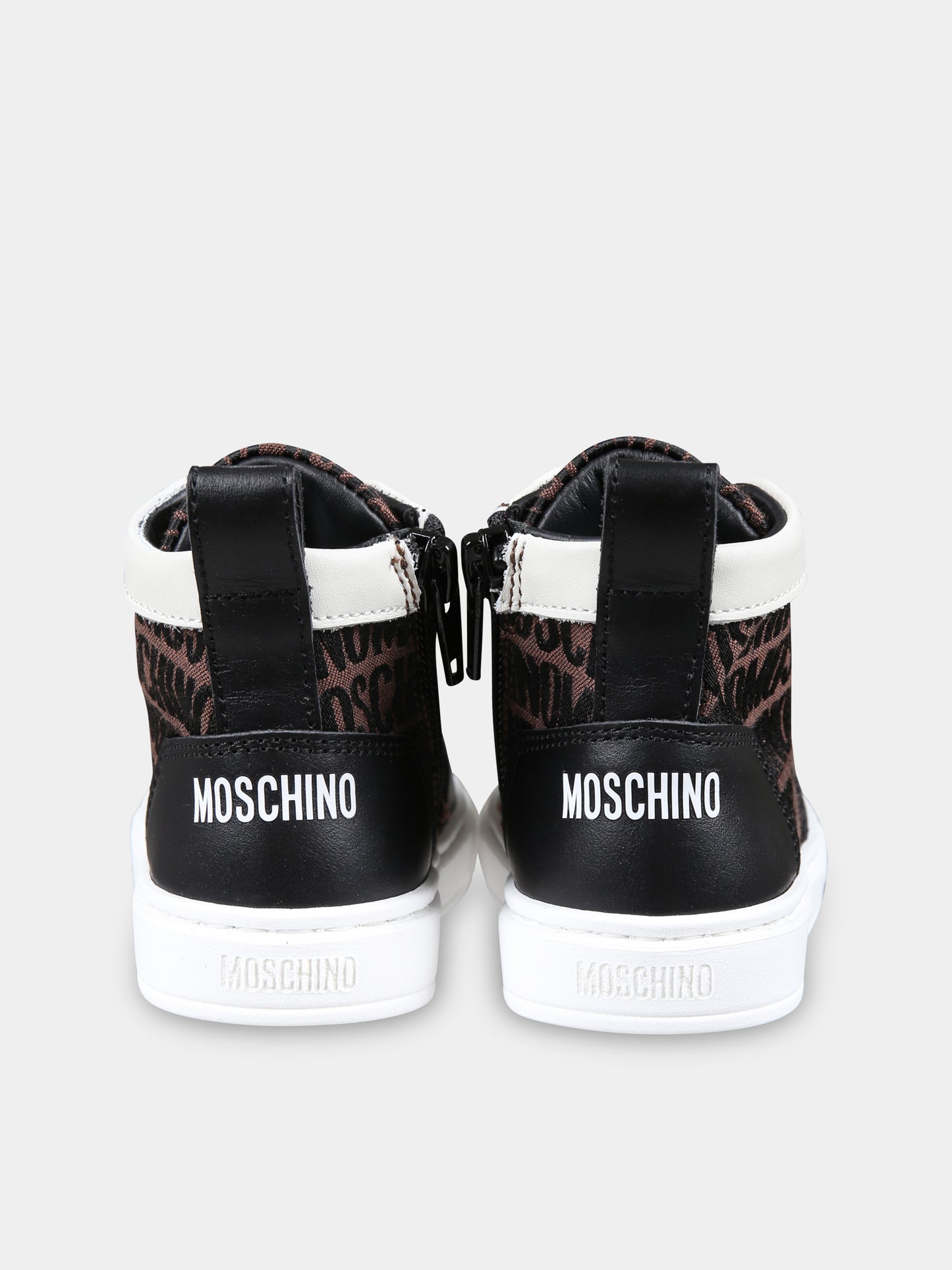 Sneakers marroni per bambini con logo,Moschino Kids,78599 1