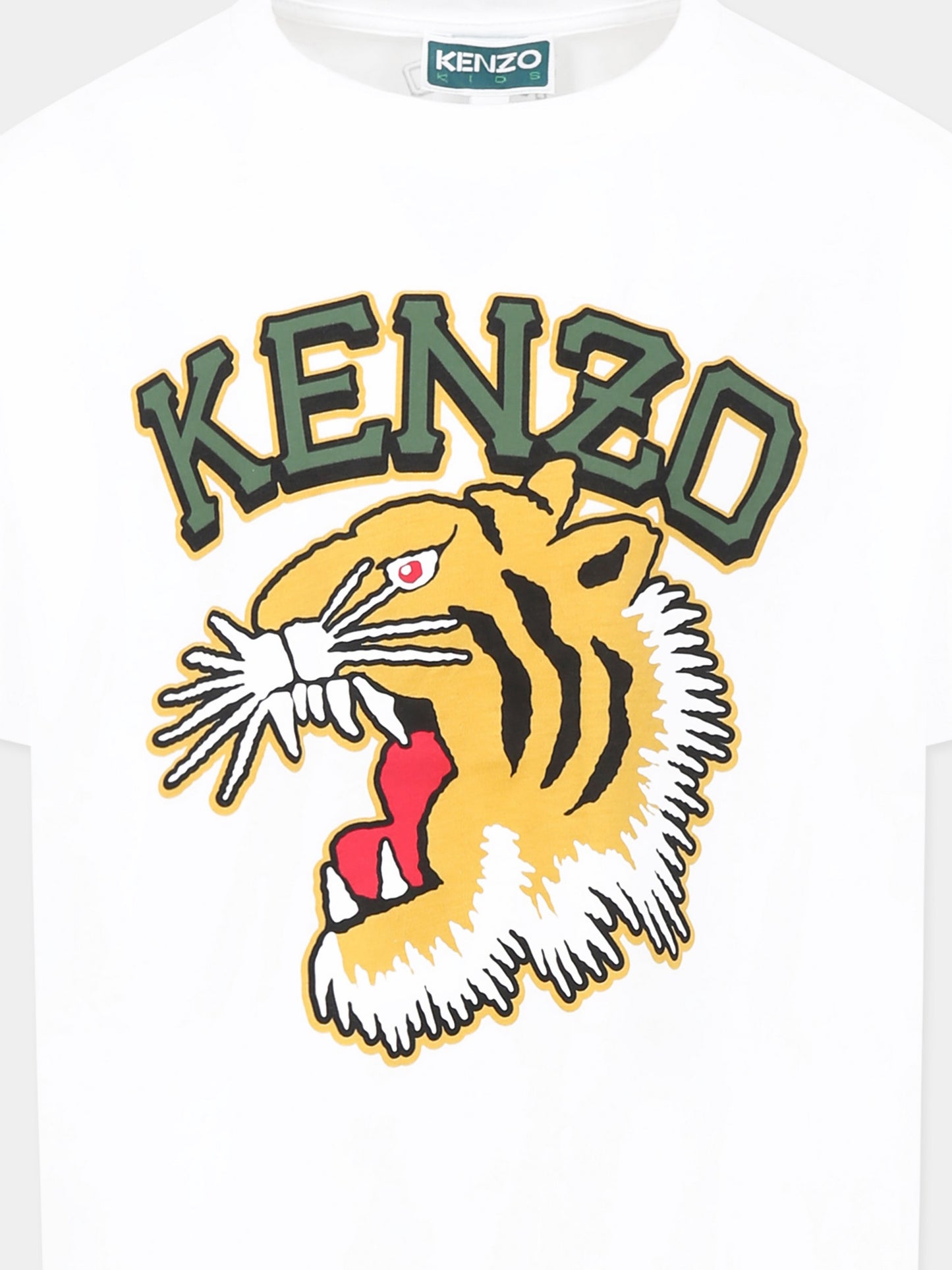 T-shirt blanc pour enfants avec tigre et logo