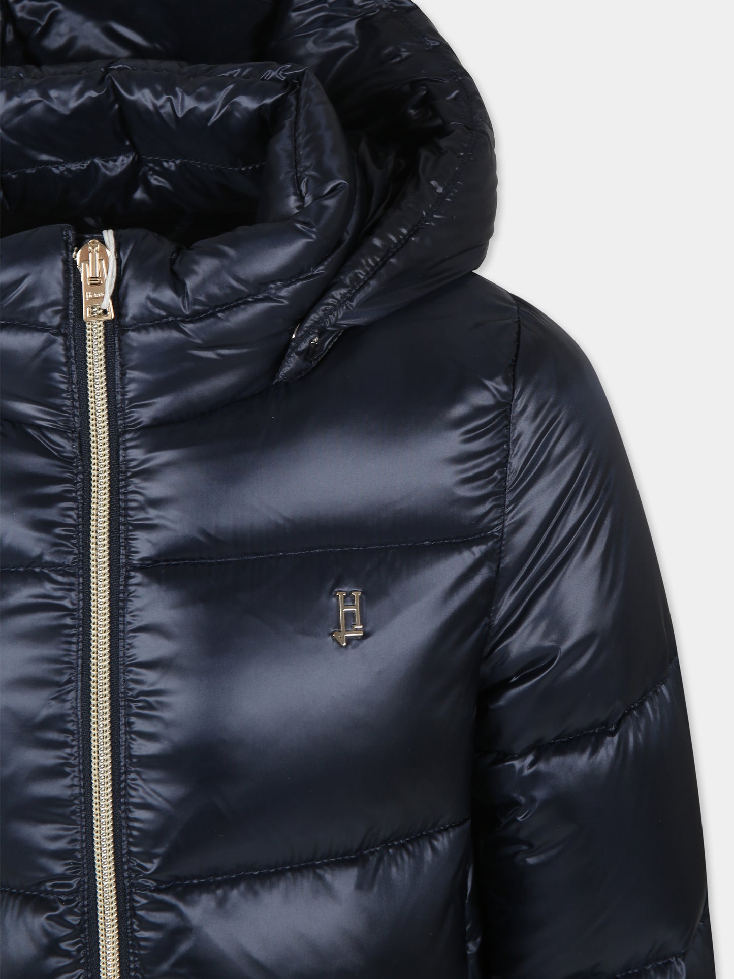 Piumino lungo blu per bambina,Herno Kids,PI000166G 12017Z 9200