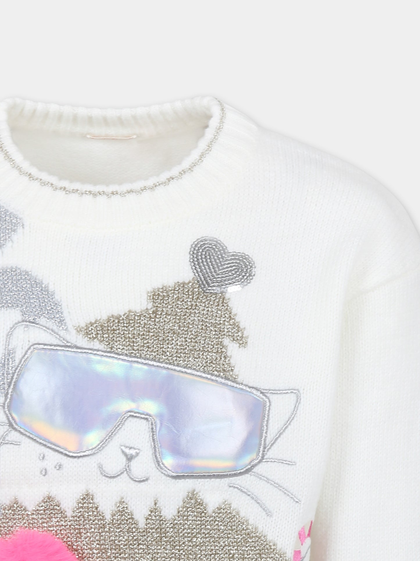 Maglione avorio per bambina con albero di Natale,Billieblush,U20548 121