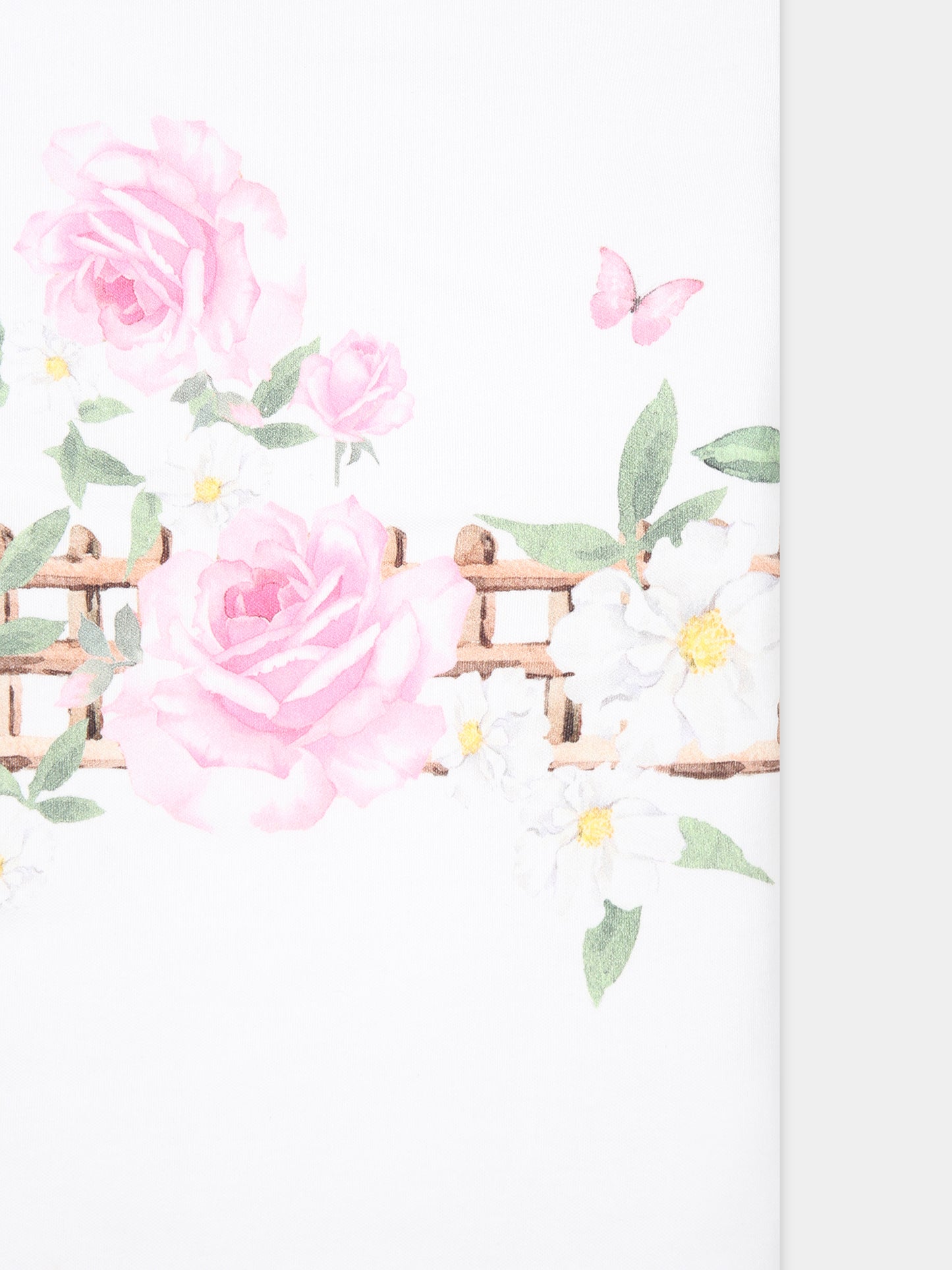 Coperta bianca per neonata con stampa fiori,Monnalisa,35C002 3000 9099