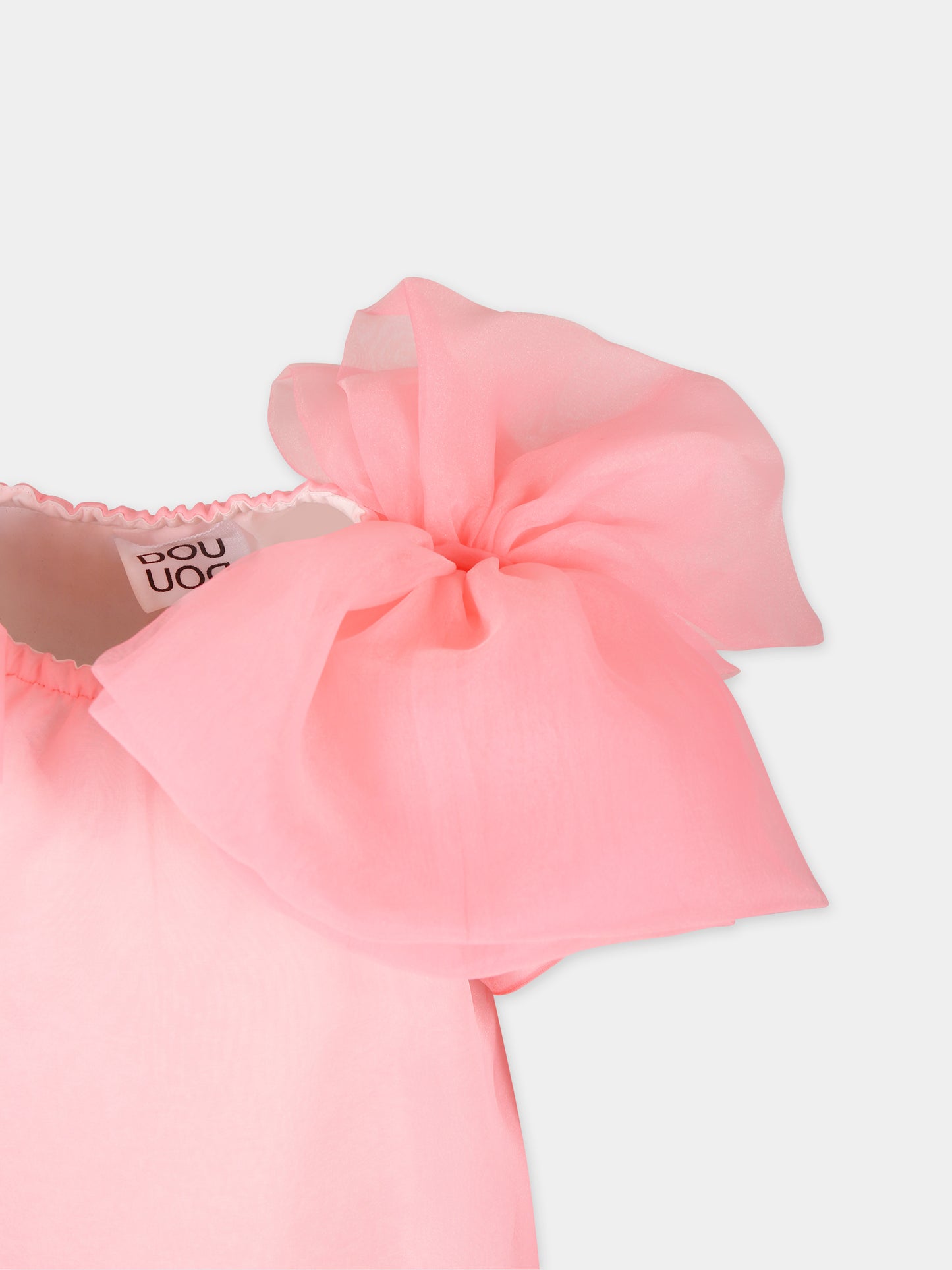 Vestito rosa per bambina con fiocchi,Douuod Kids,DU1B51 O0048 50A