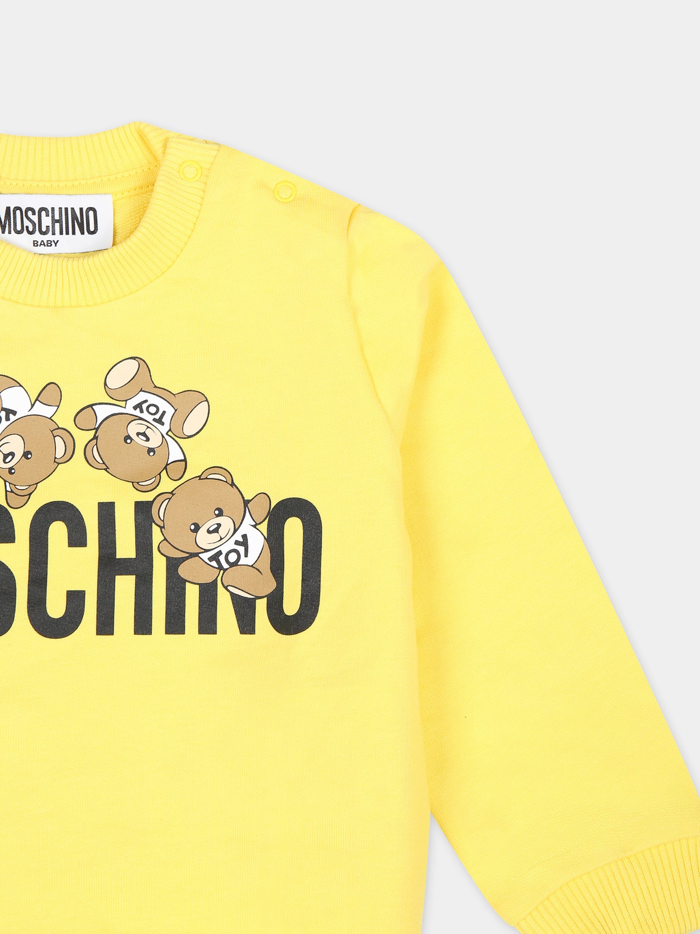 Felpa gialla per neonati con Teddy Bears,Moschino Kids,MZF04Q LCA19 50162