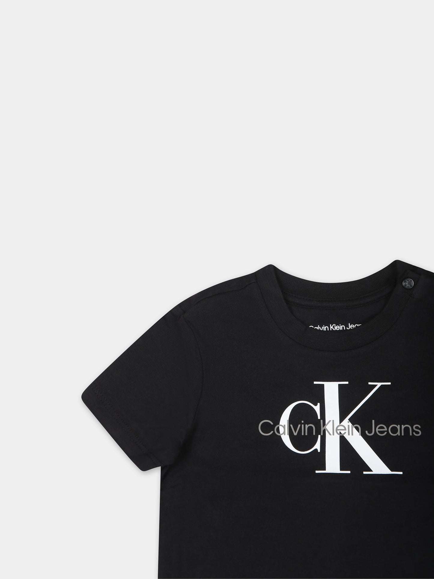 T-shirt nera per neonato con logo,Calvin Klein Kids,24SCKIN0IN00001 BEH