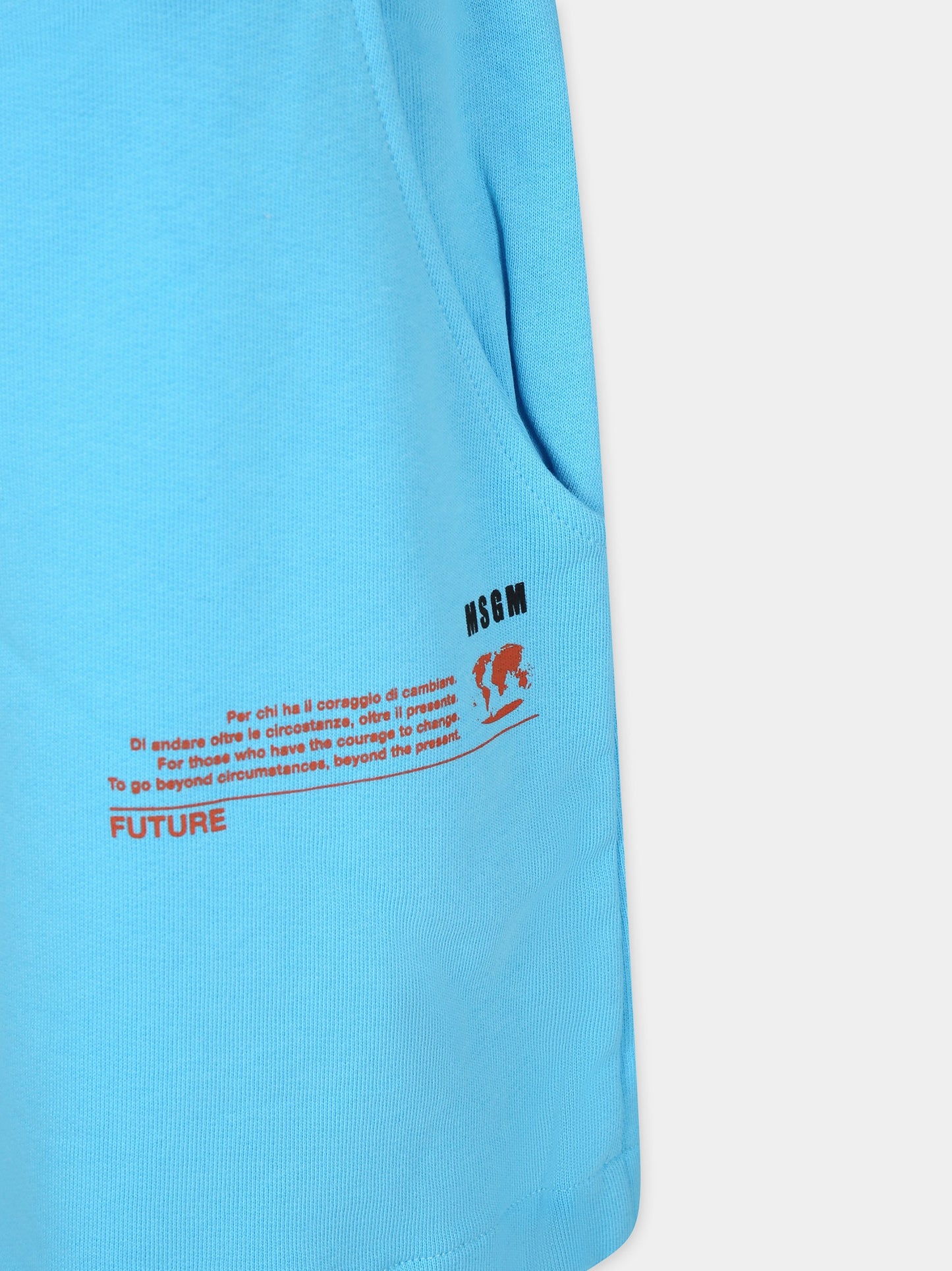 Shorts celesti per bambina con logo,Msgm Kids,MS027663 050