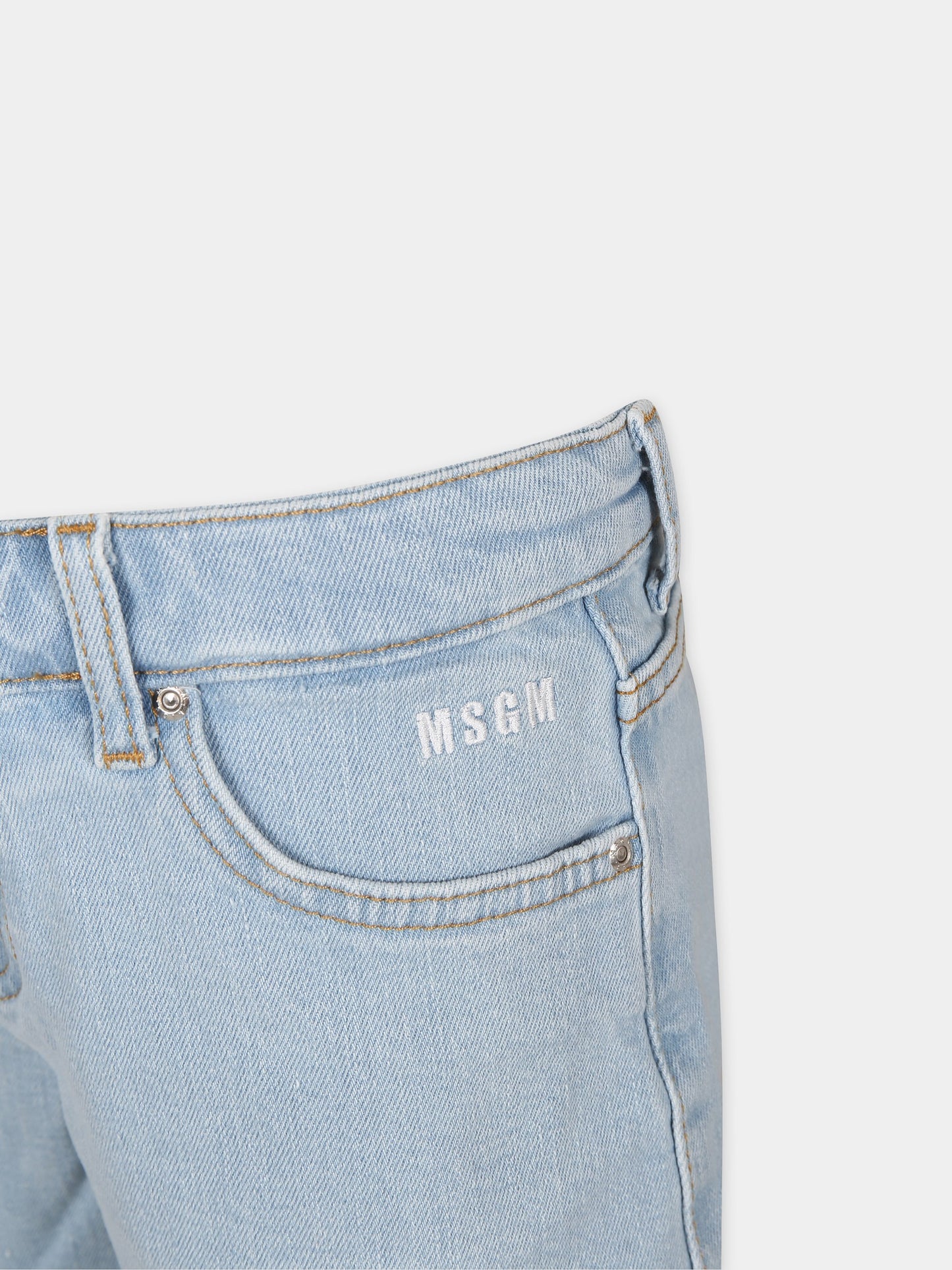 Shorts blu per bambina con logo,Msgm Kids,MS029375 126